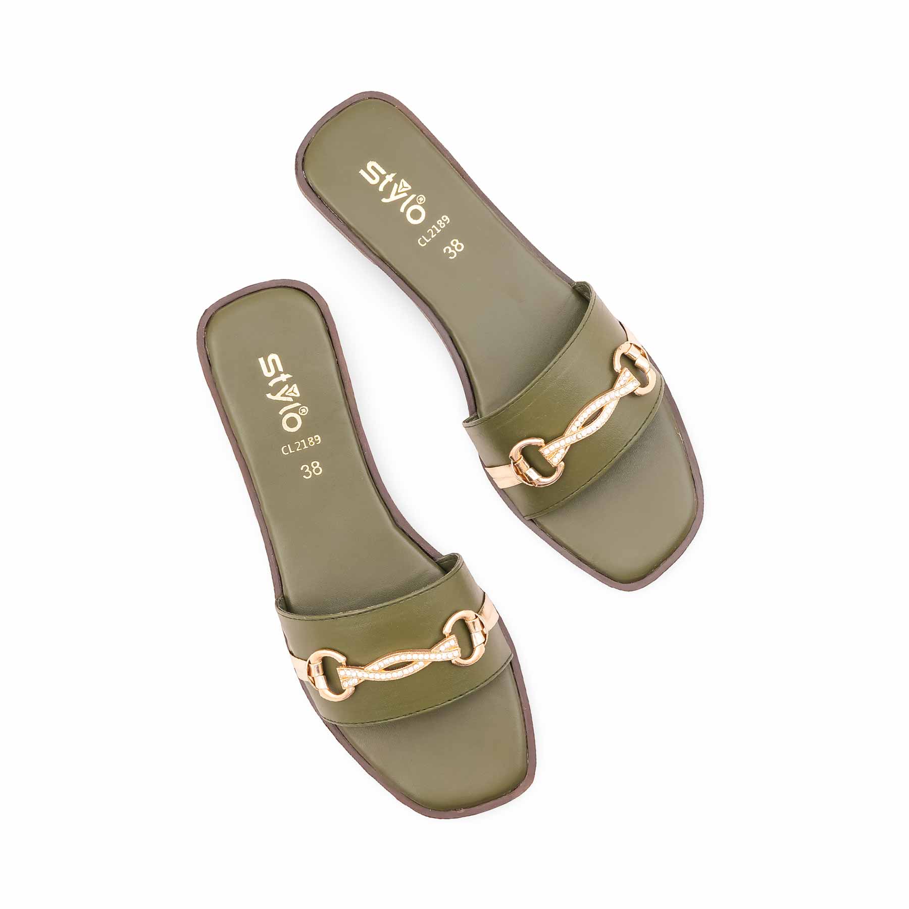Green Casual Slipper For Ladies CL2189 - Image 5