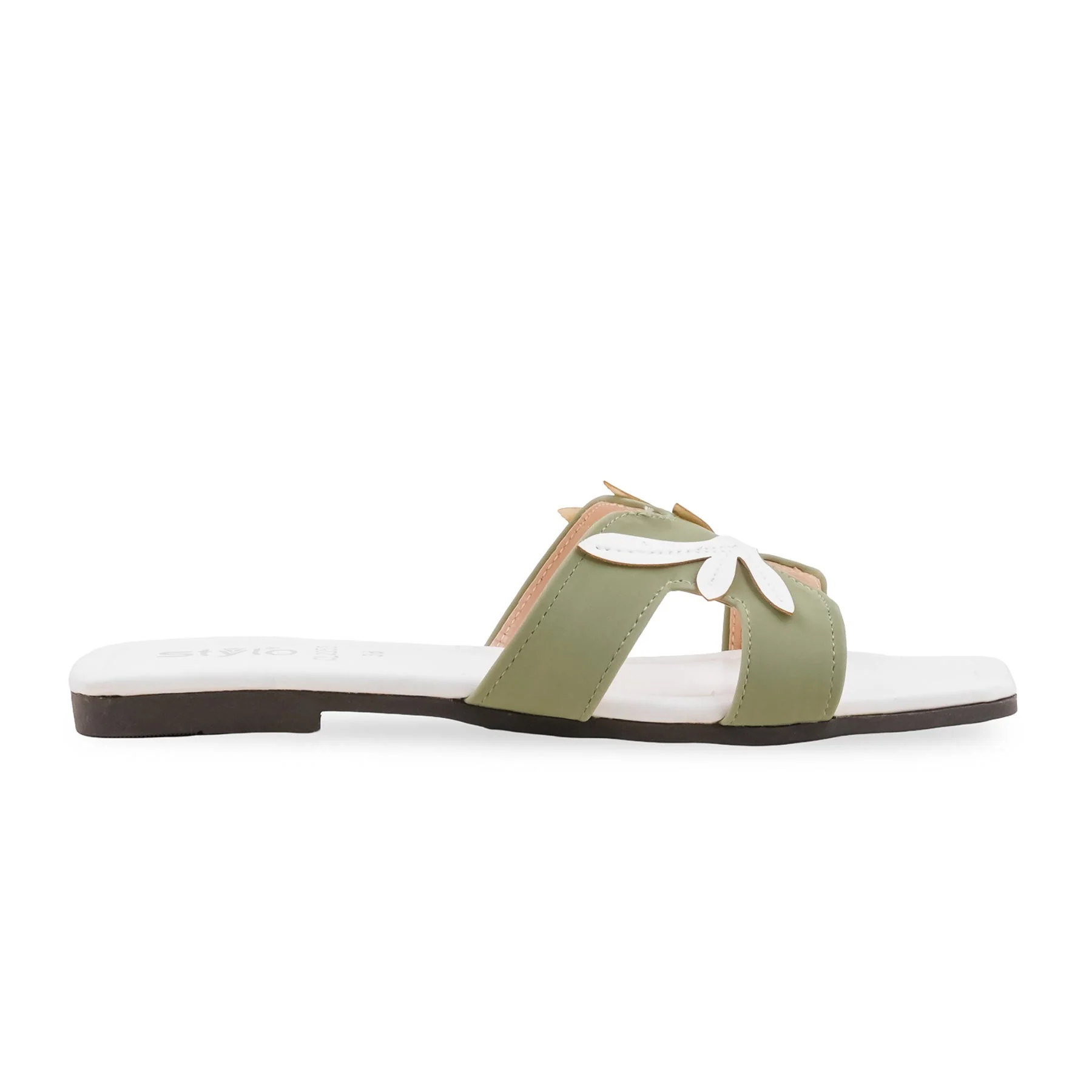 Green Casual Slipper For Ladies CL2258 - Image 2