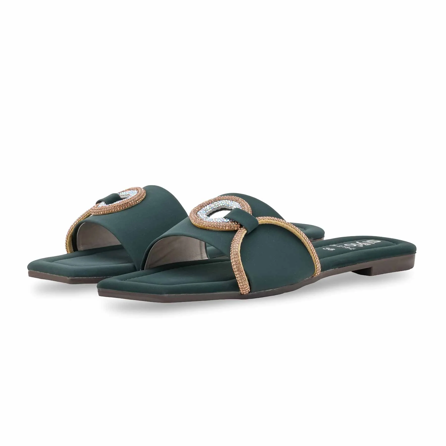 Green Casual Slipper For Women CL2182 - Image 3
