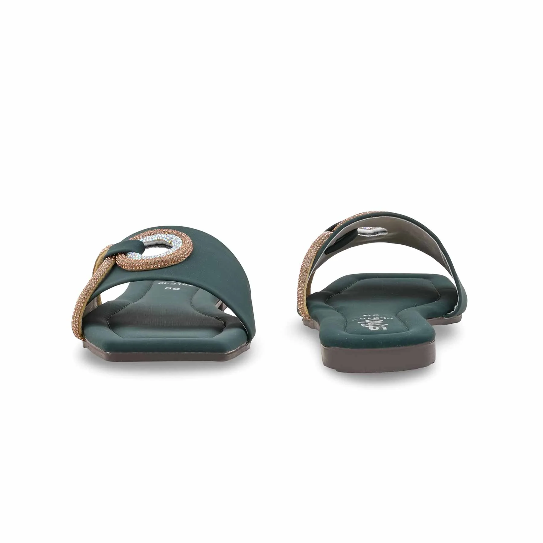 Green Casual Slipper For Women CL2182 - Image 4