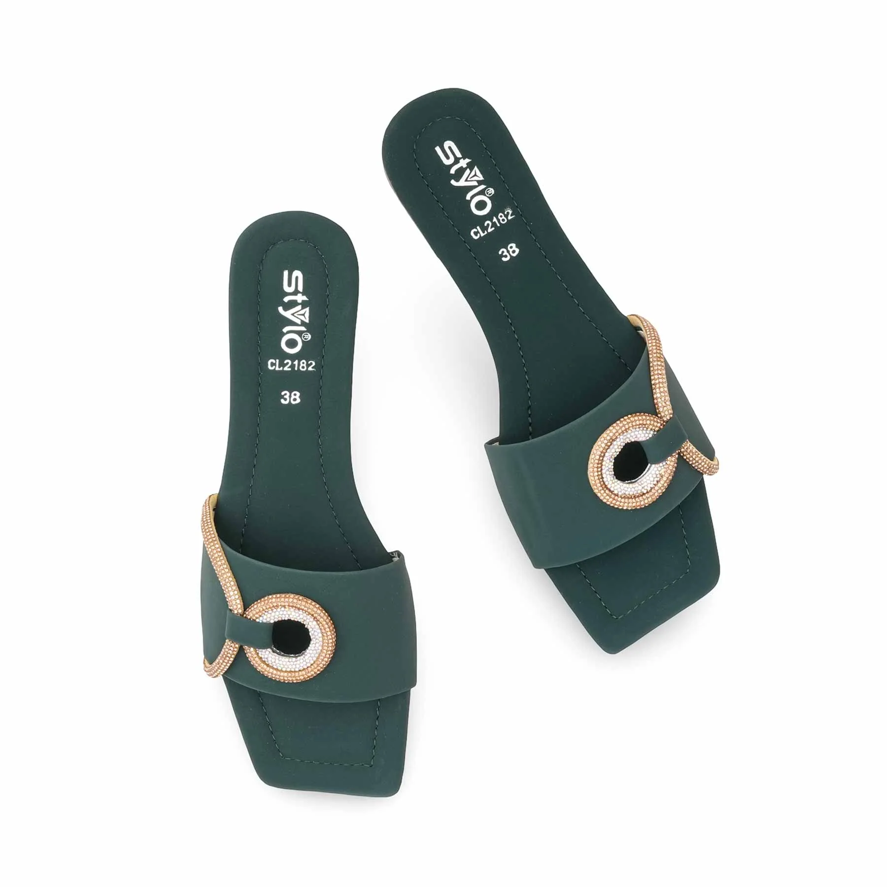 Green Casual Slipper For Women CL2182 - Image 5