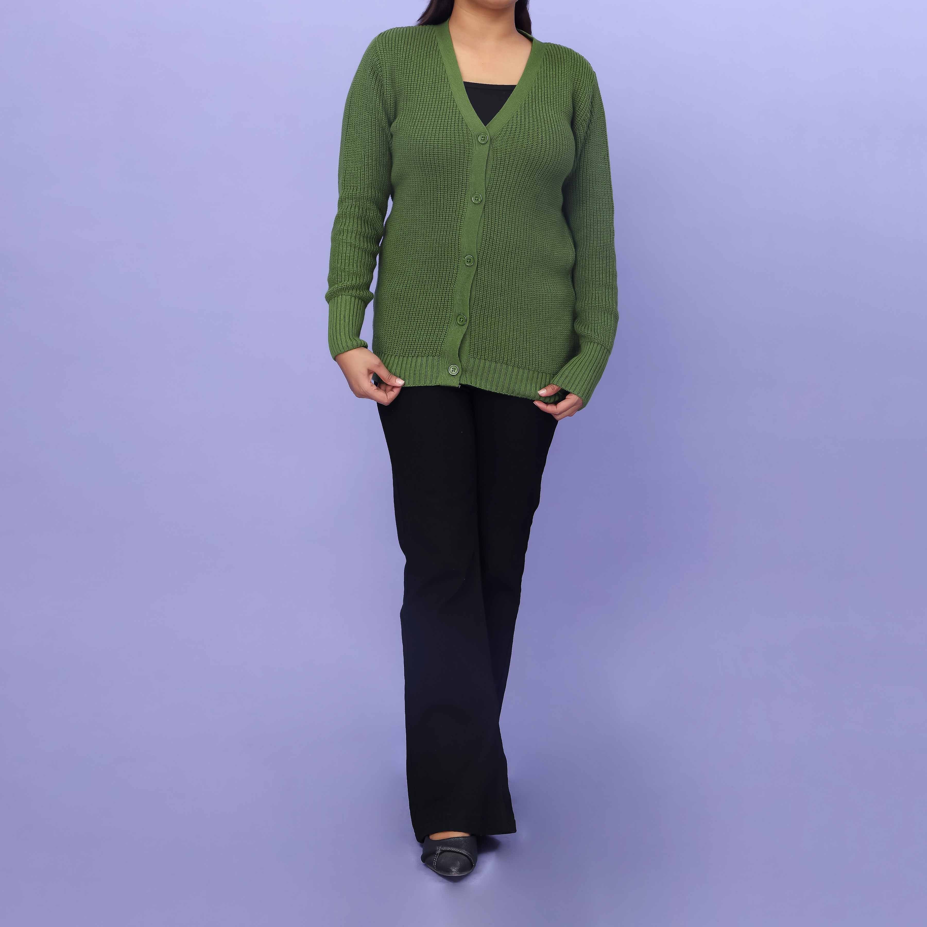 Green Cotton Winter Sweater PW4821 - Image 2