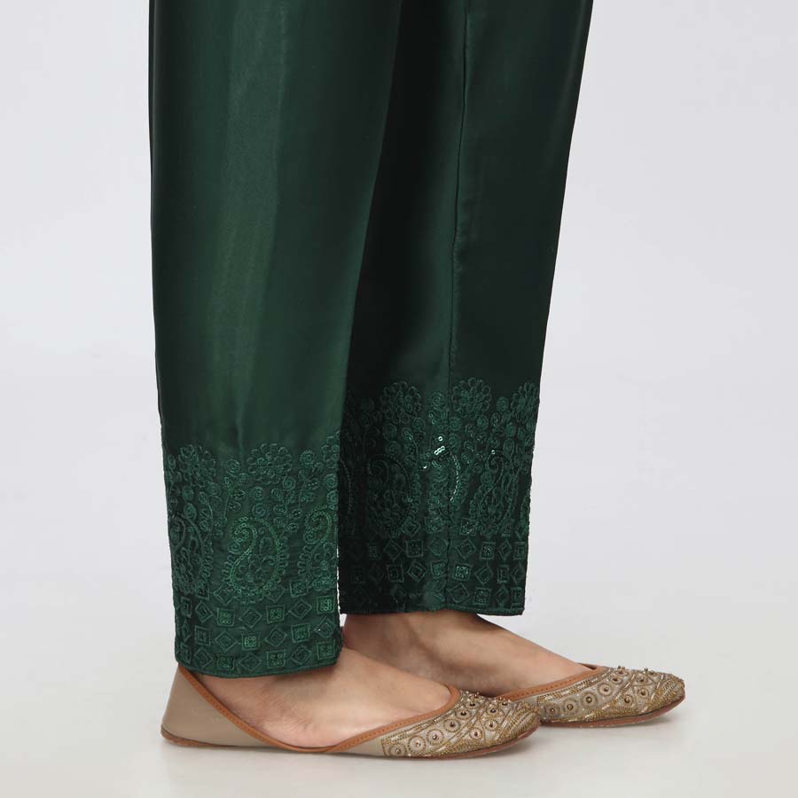 Green Embroidered Shamose Silk Trouser PW3694 - Image 2