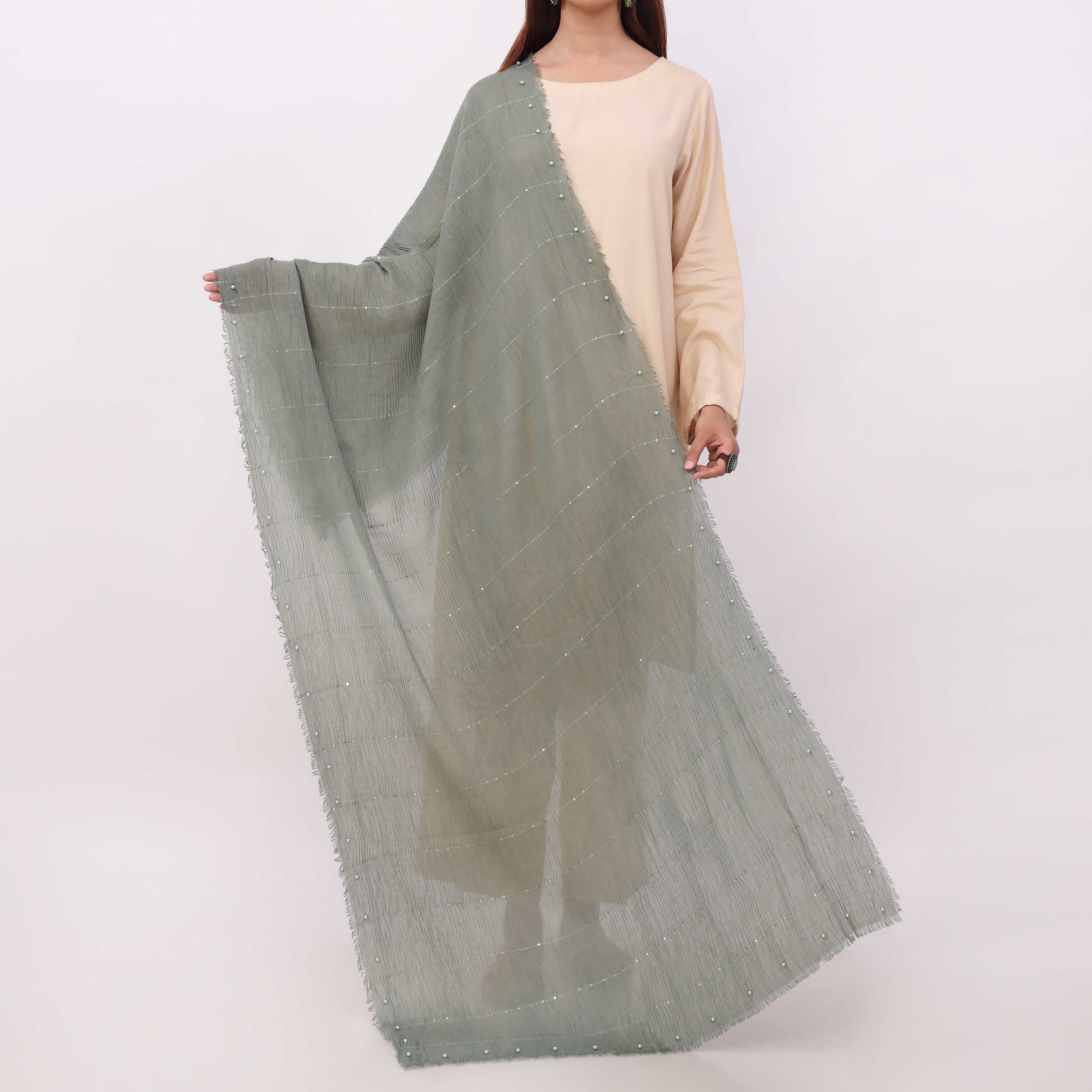 Green Embroidered Stole PD5302 - Image 2