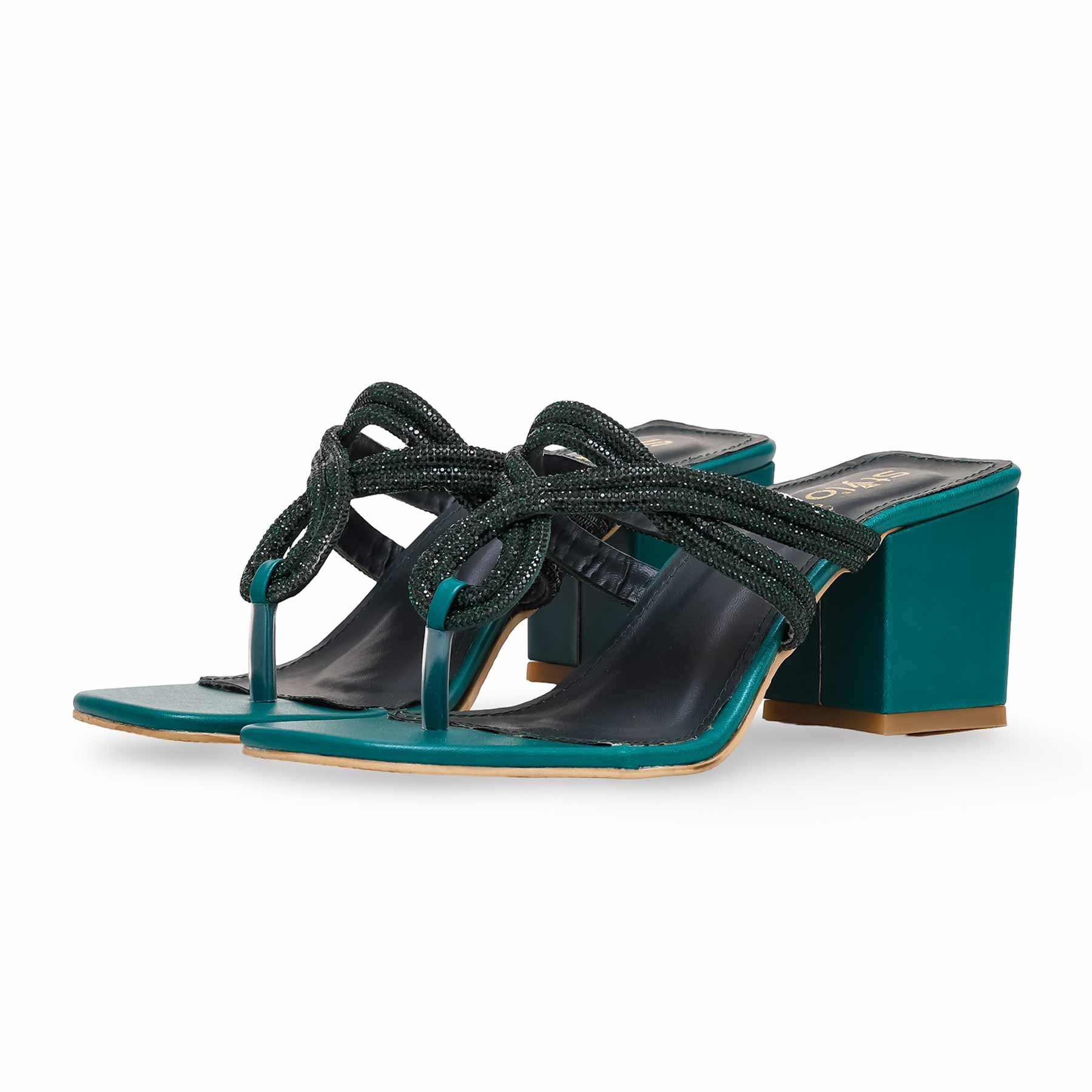 Green Fancy Chappal FN0732 - Image 2