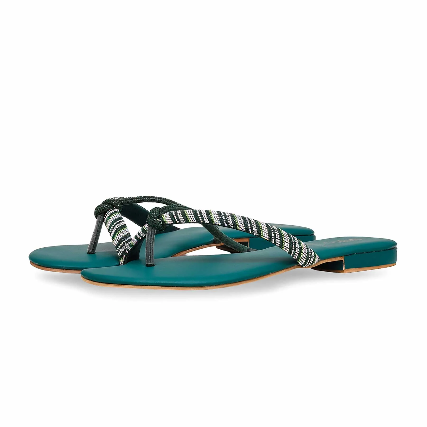 Green Fancy Chappal FN0736 - Image 3