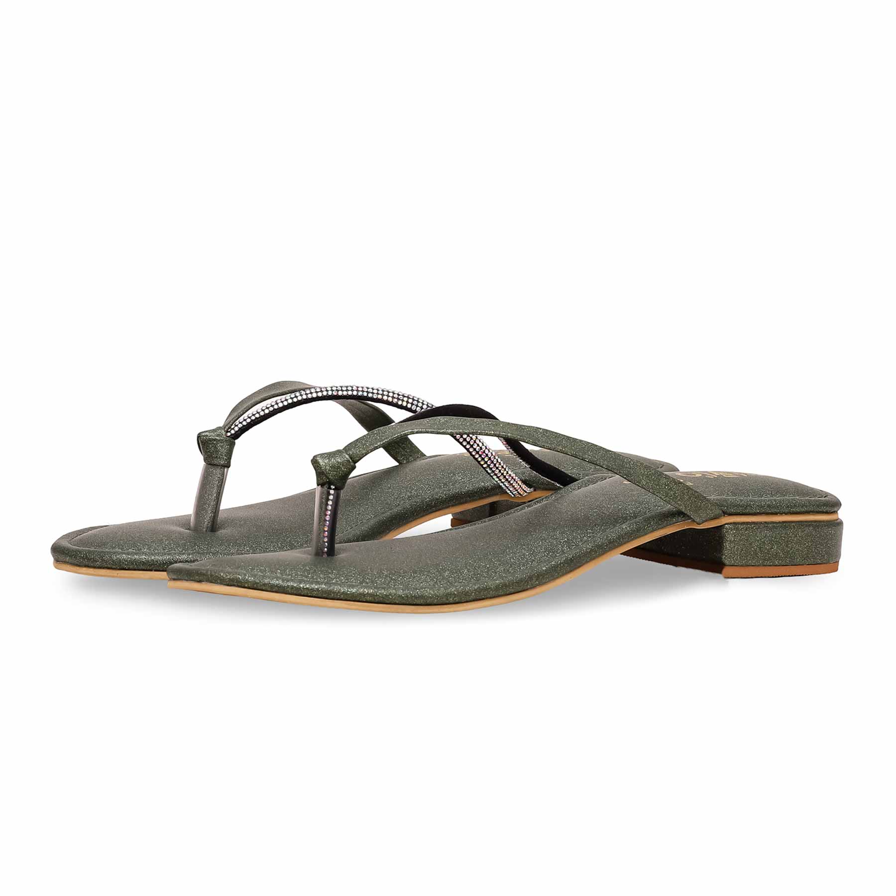 Green Fancy Chappal FN0767 - Image 2