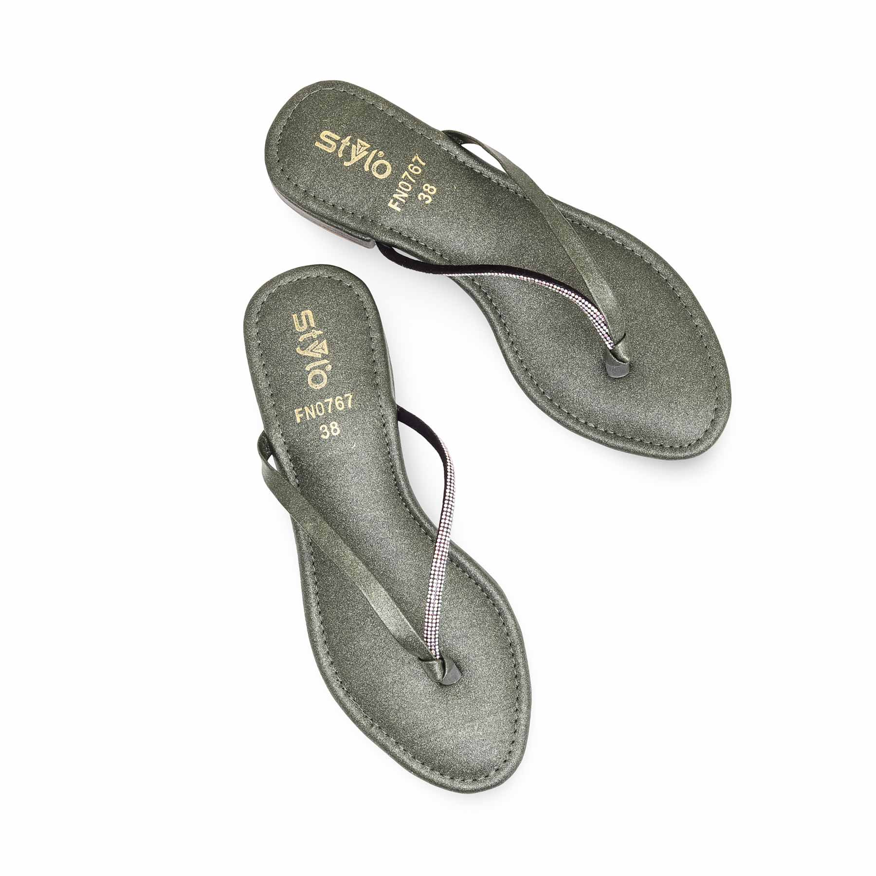 Green Fancy Chappal FN0767 - Image 4