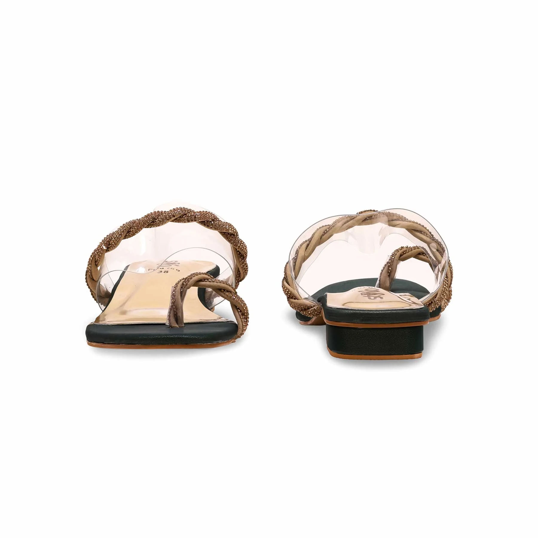 Green Fancy Chappal for Women FN0760 - Image 3