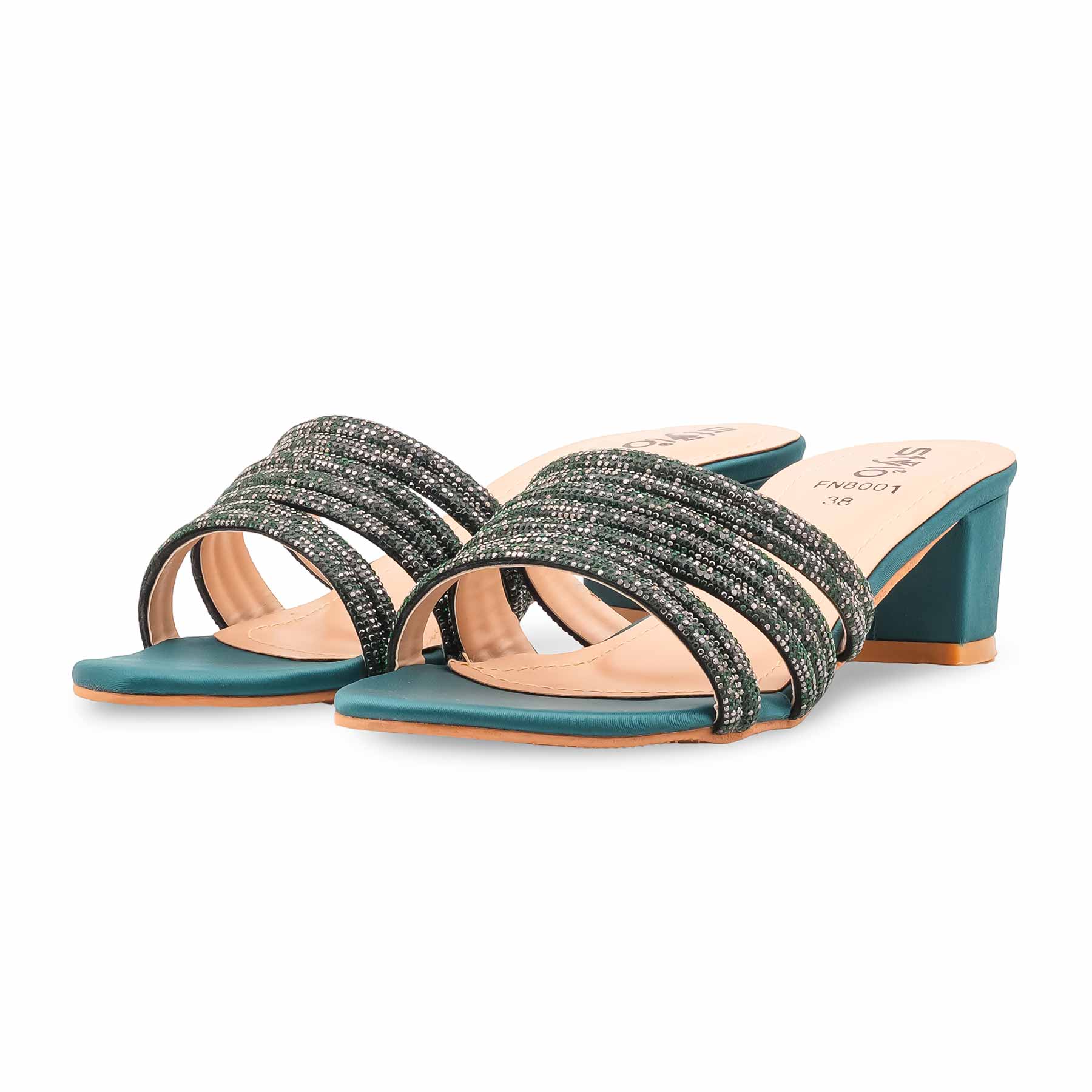 Green Fancy Slipper For Ladies FN8001 - Image 3