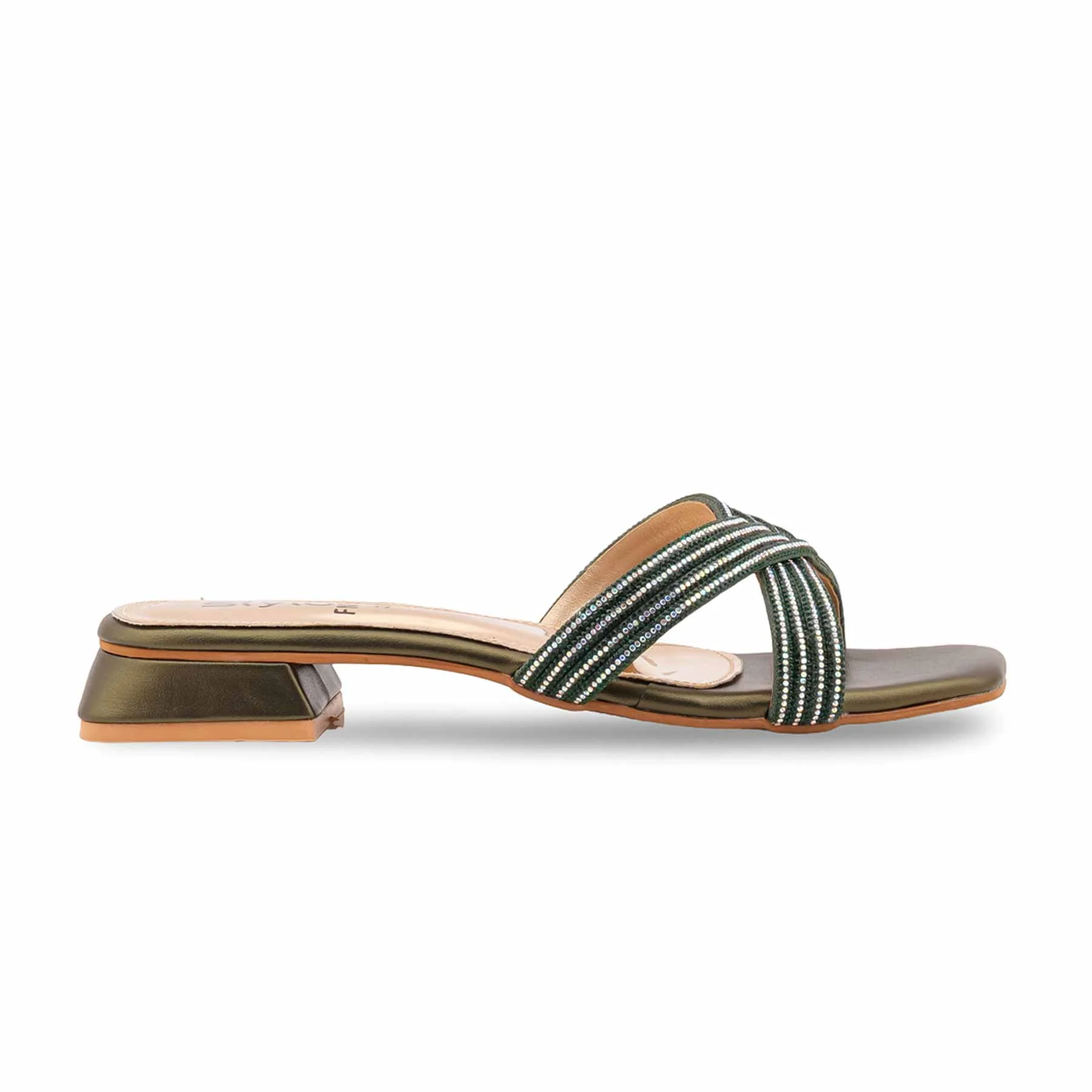Green Fancy Slipper For Ladies FN8068 - Image 2