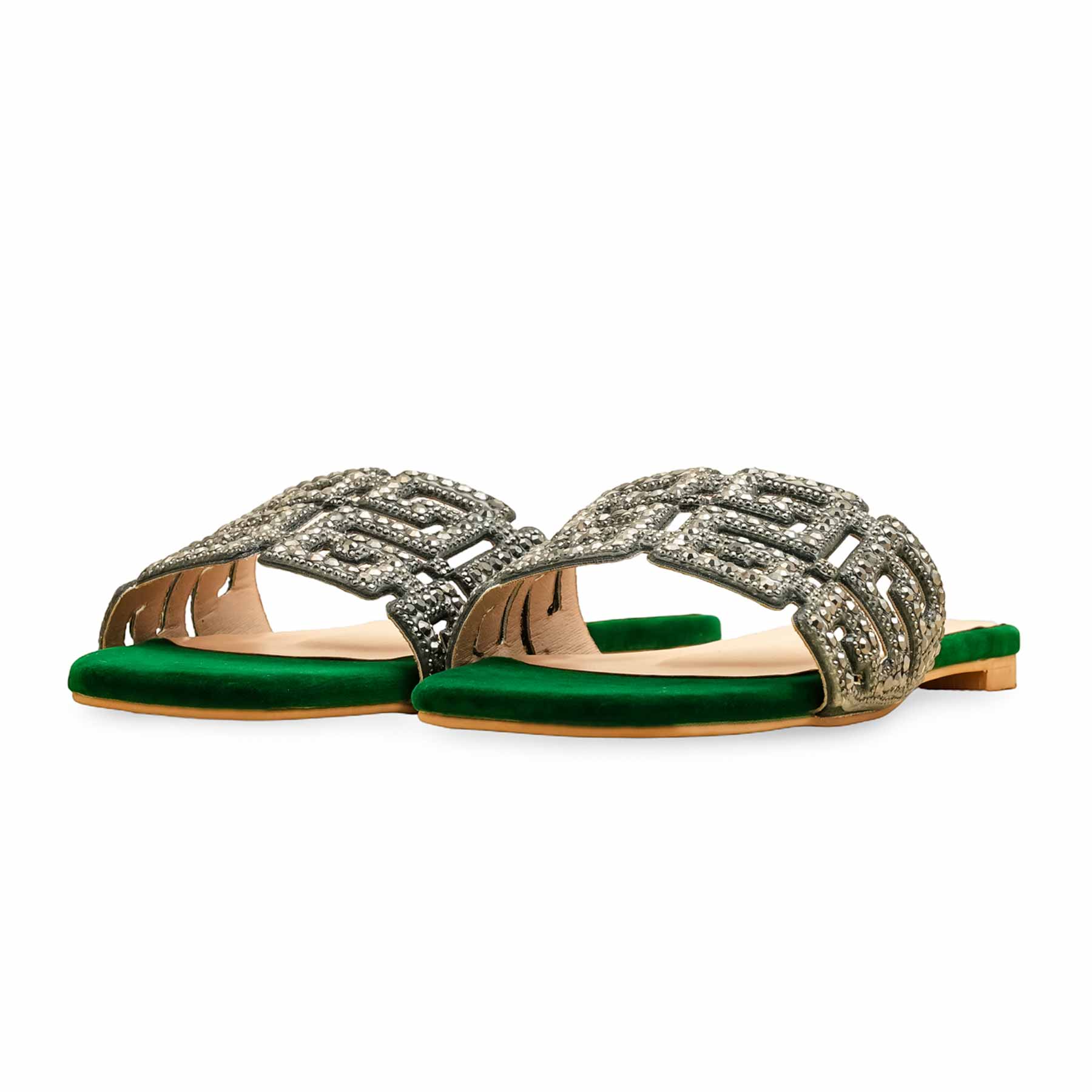 Green Fancy Slipper For Women FN8040 - Image 3