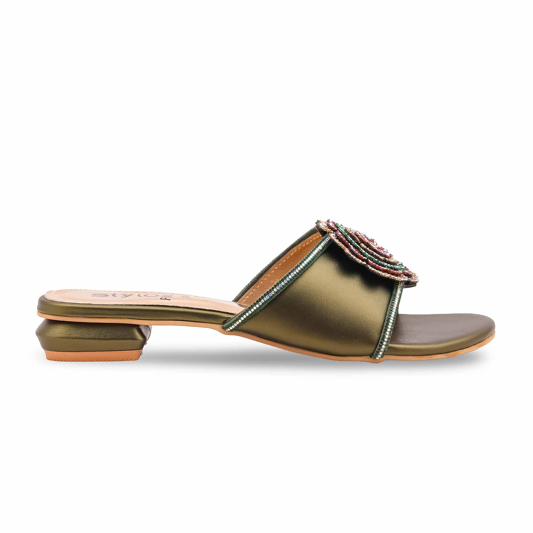Green Fancy Slipper For Women FN8071 - Image 2