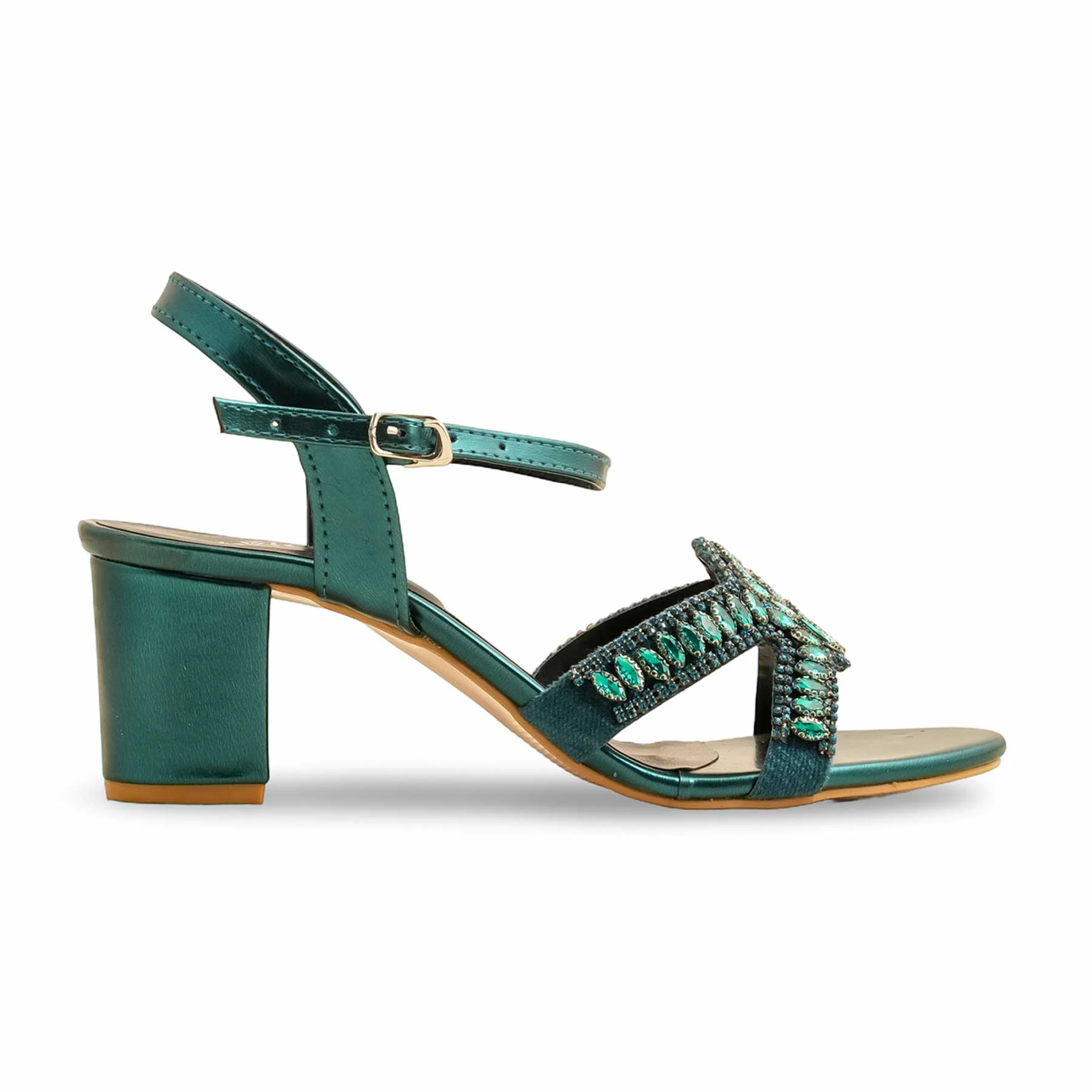 Green Fancy Women Sandal FN6128 - Image 2