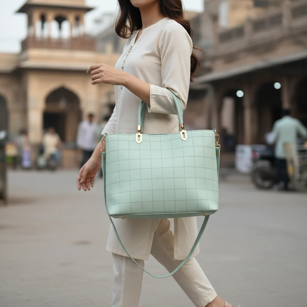Green Hand Bag For Women P56247 - Image 2