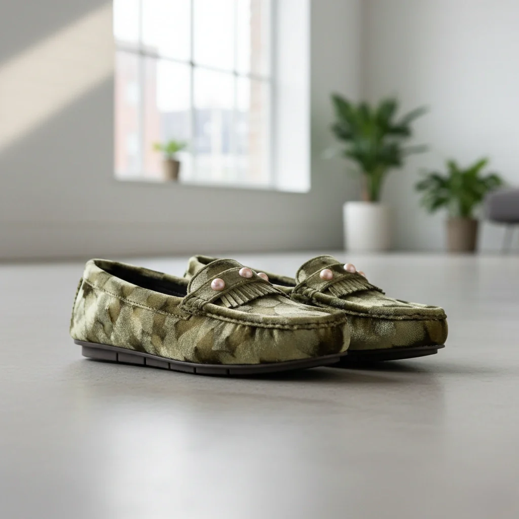 Green Moccasin For Ladies WN4506 - Image 2