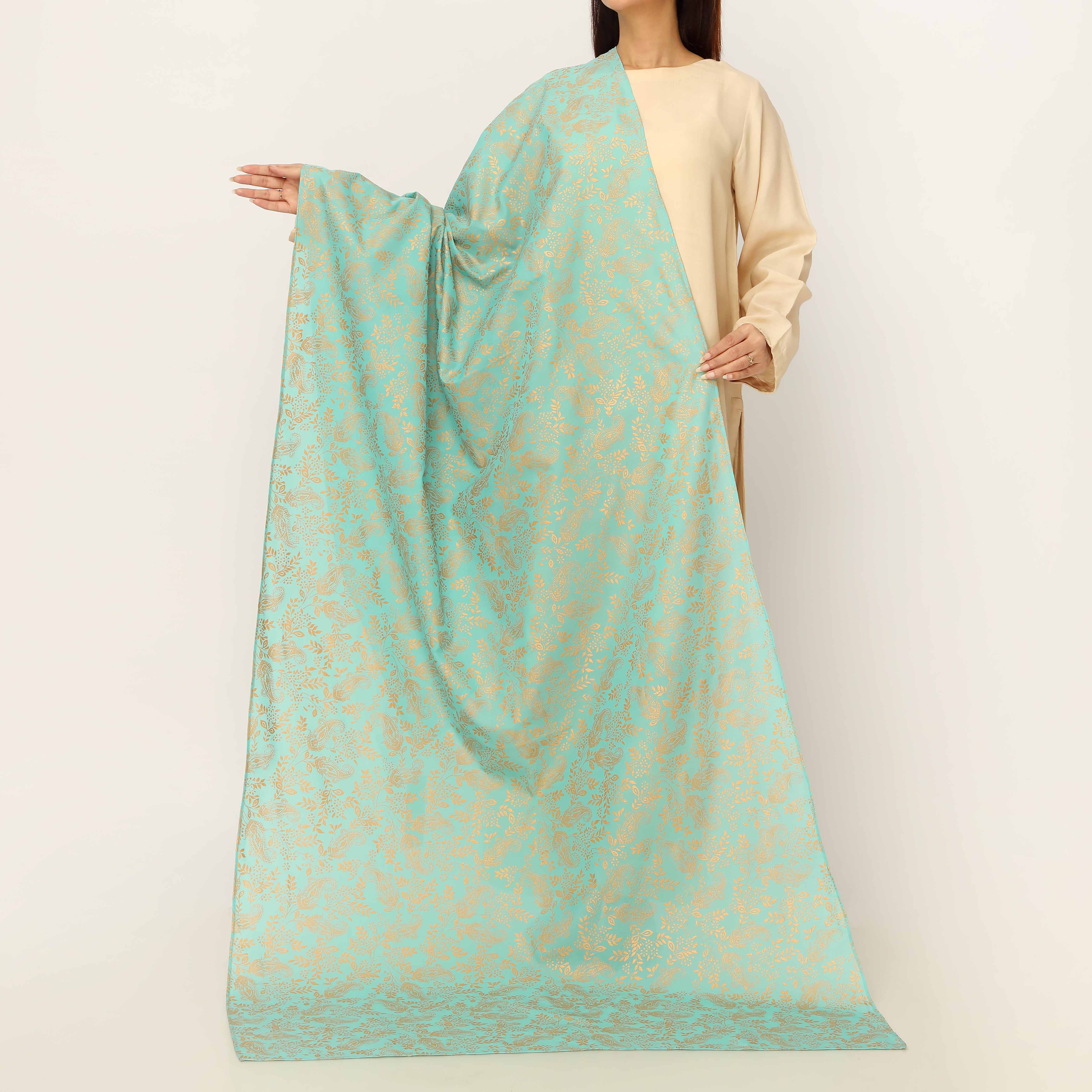 Green Plain Chiffon Dupatta PD5504 - Image 2