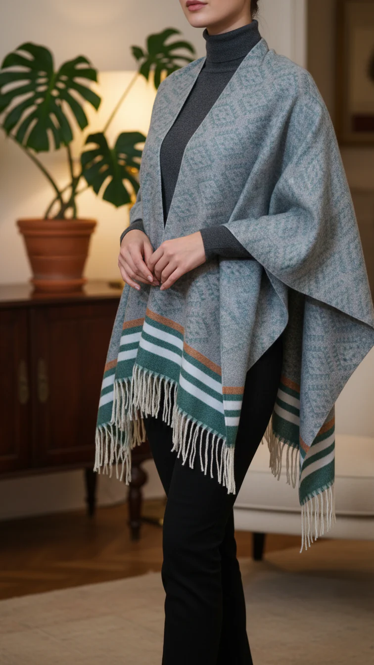 Green Winter Capeshawl PW5628 - Image 3