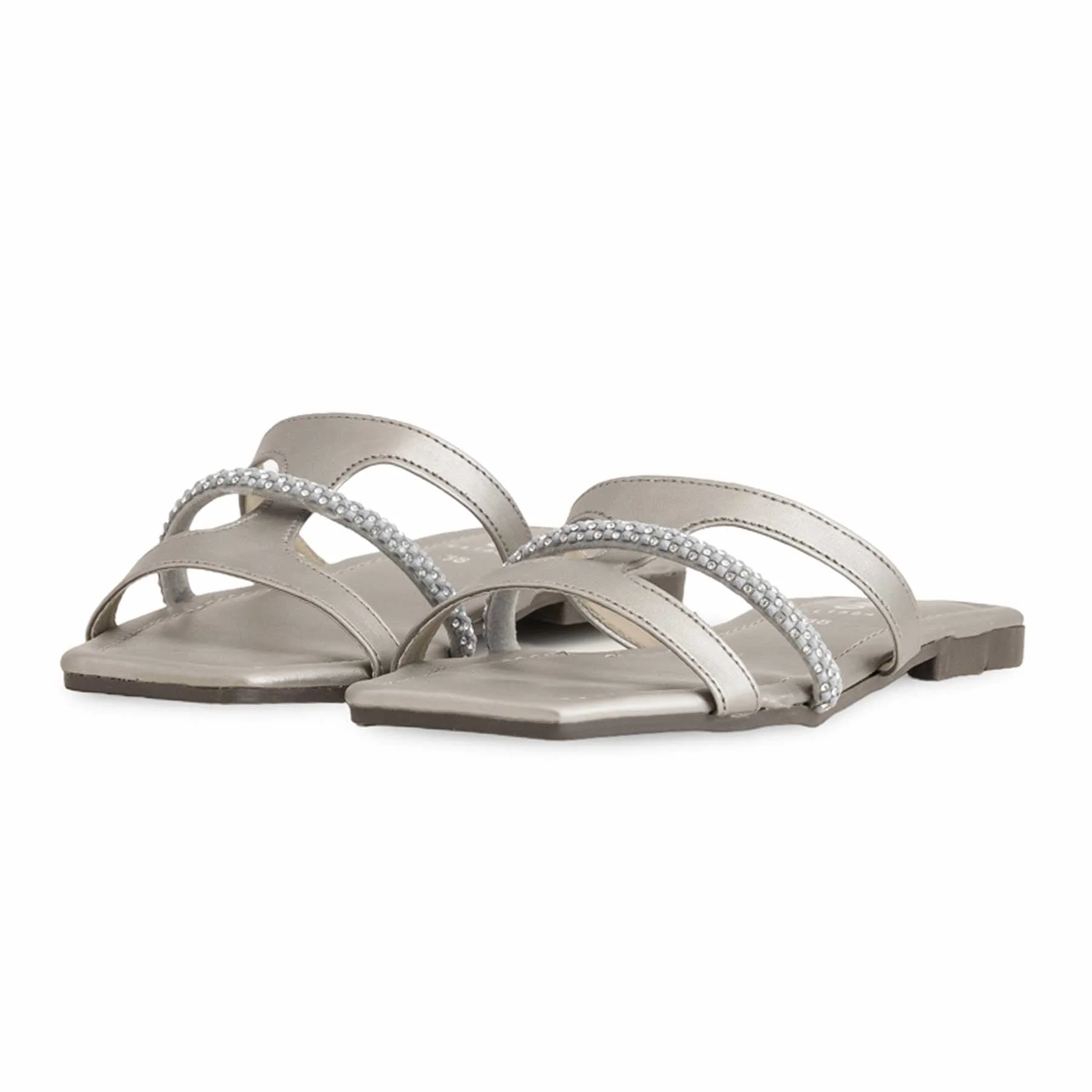 Grey Casual Slipper For Ladies CL1884 - Image 3