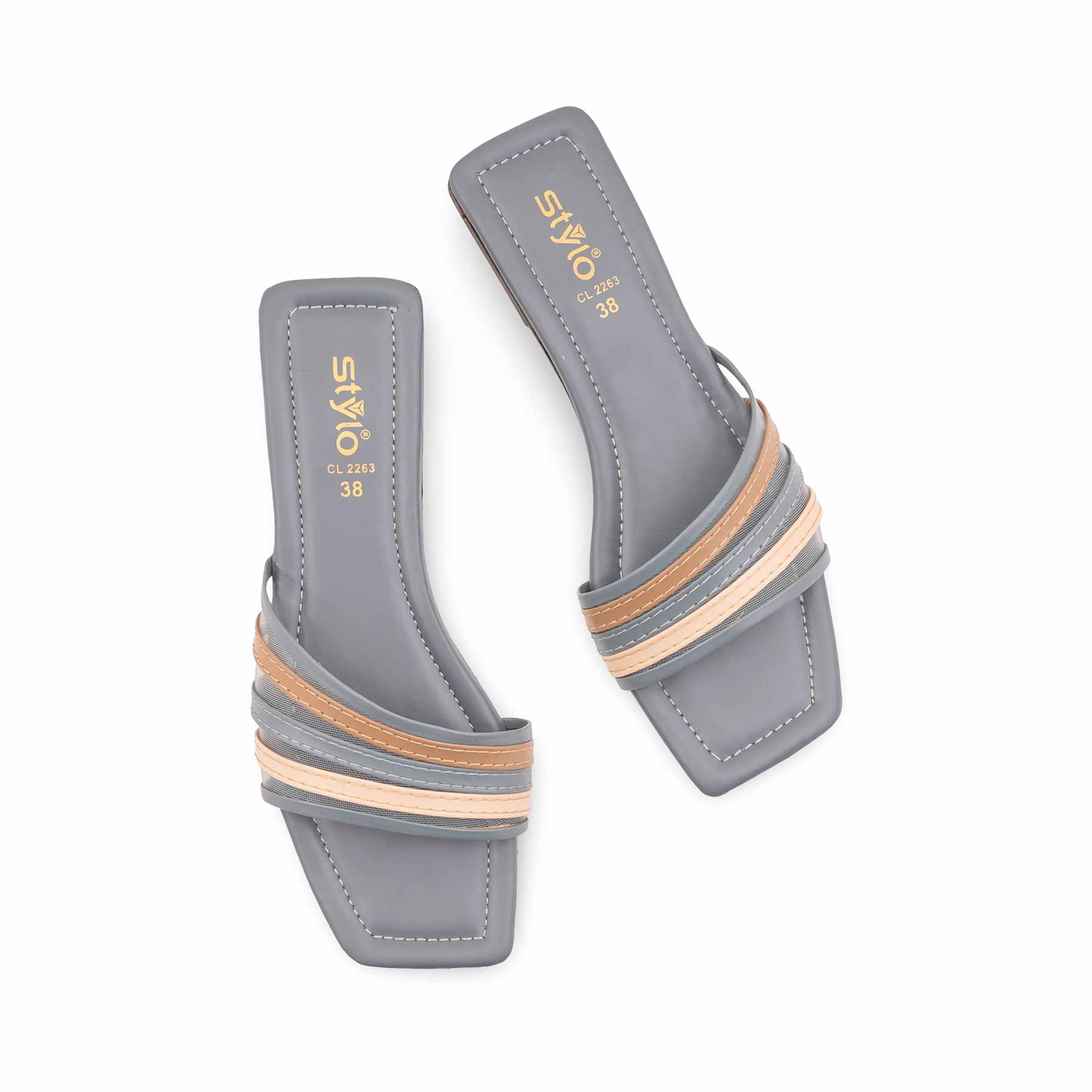 Grey Casual Slipper For Women CL2263 - Image 5