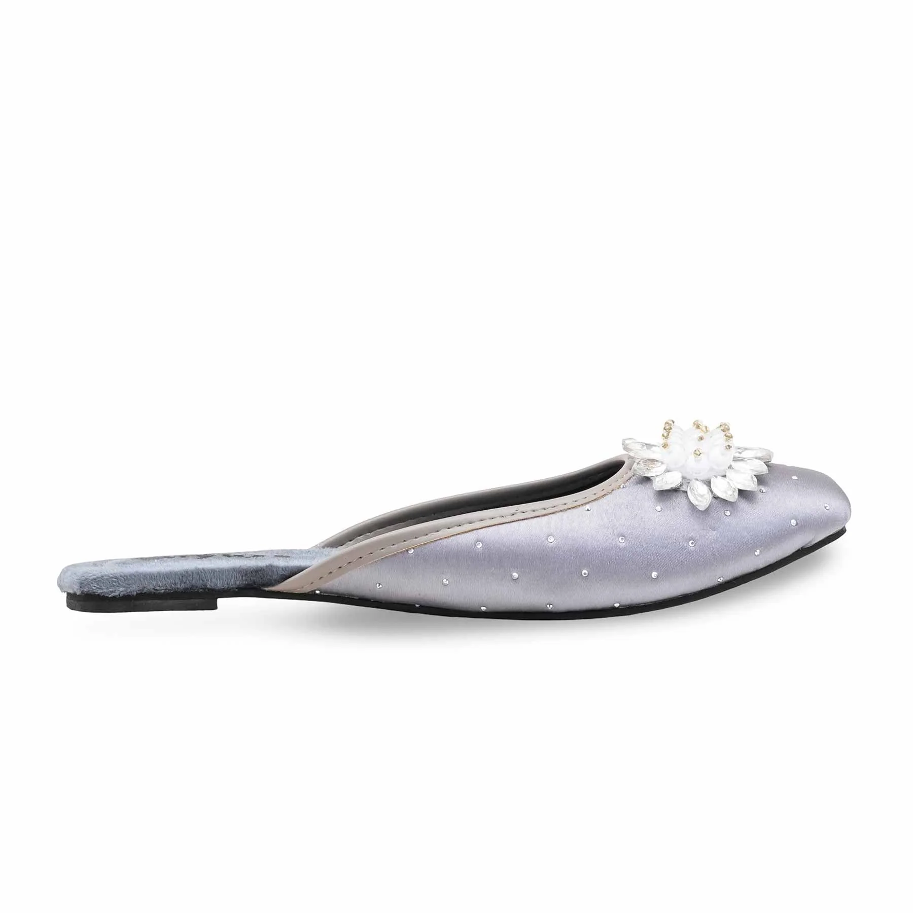 Grey Ethnic Back Open Khussa For Women EC8596 - Image 3