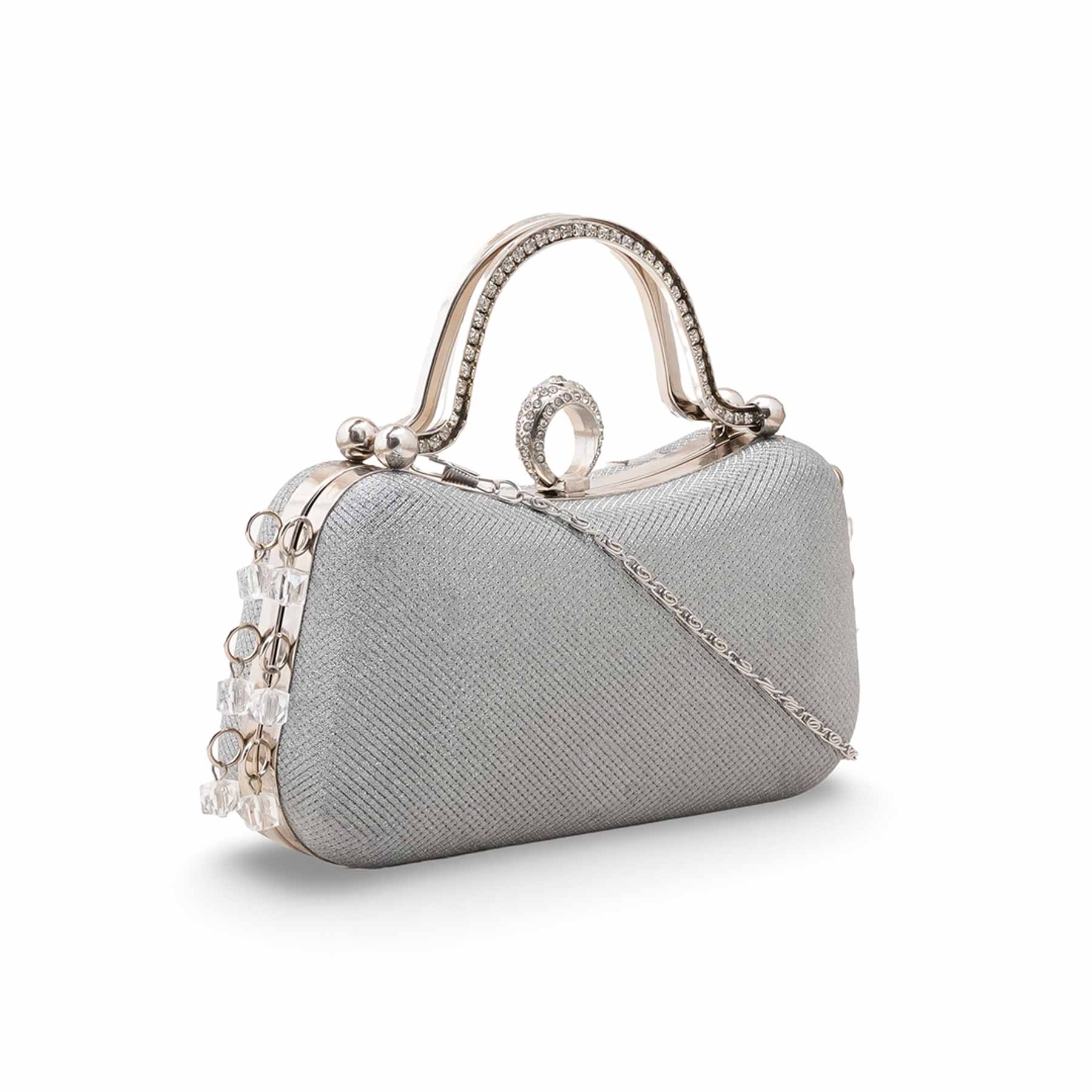 Grey Fancy Clutch For Ladies P15704 - Image 3