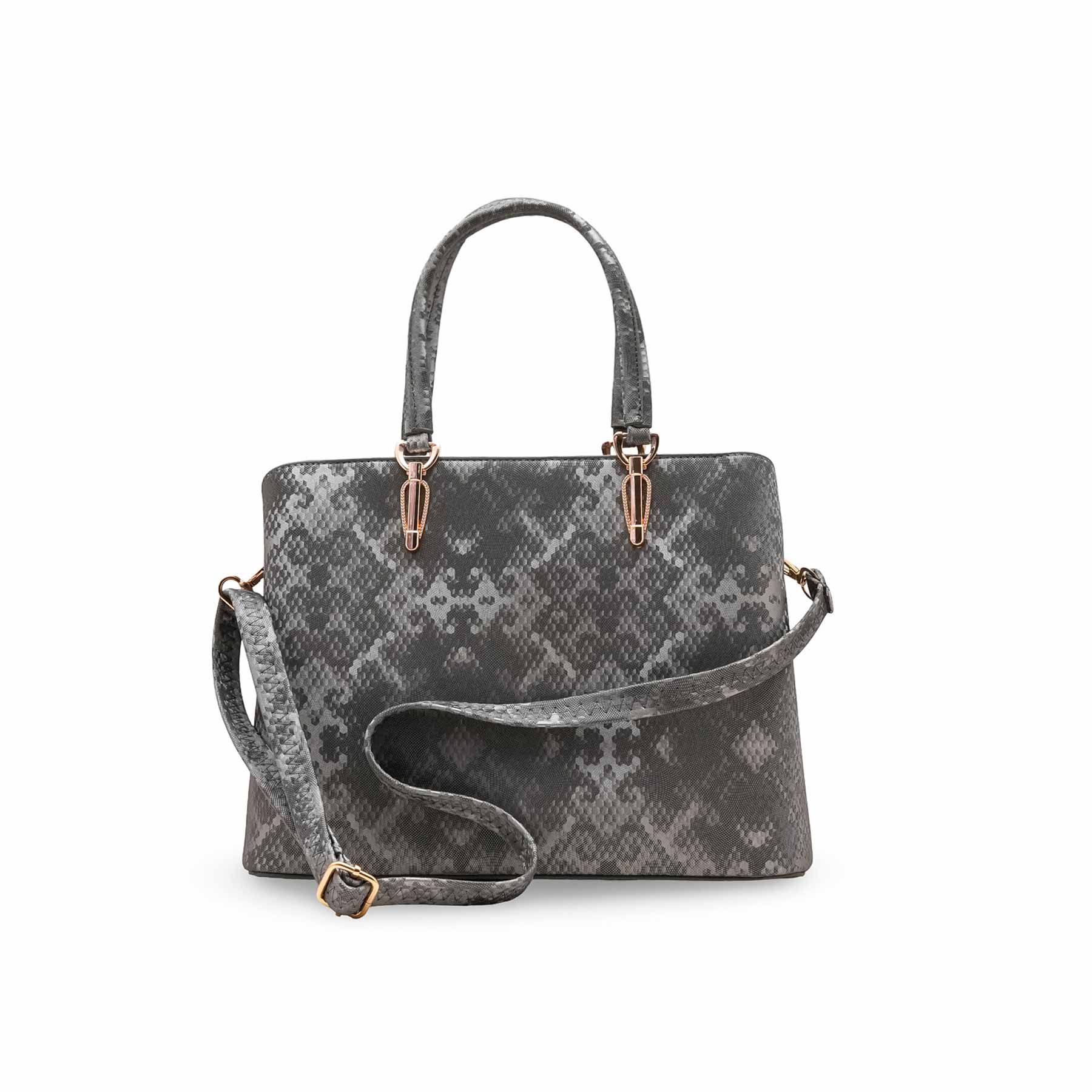 Grey Formal Hand Bag For Women P55844 - Image 4