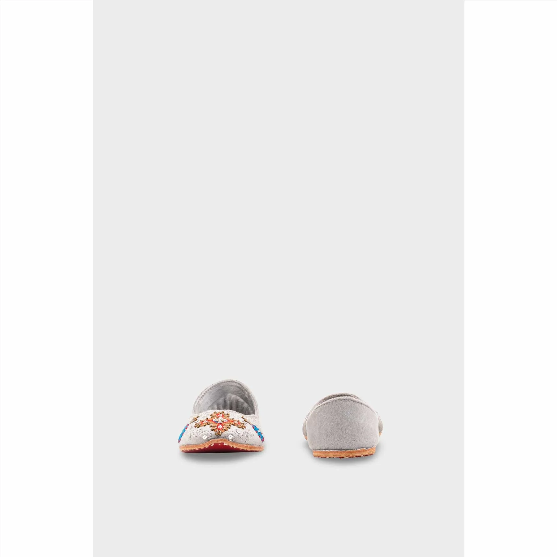 Grey Leather Khussa For Women EC8763 - Image 5