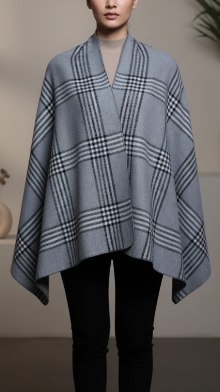 Grey Winter Cape shawl PW5915