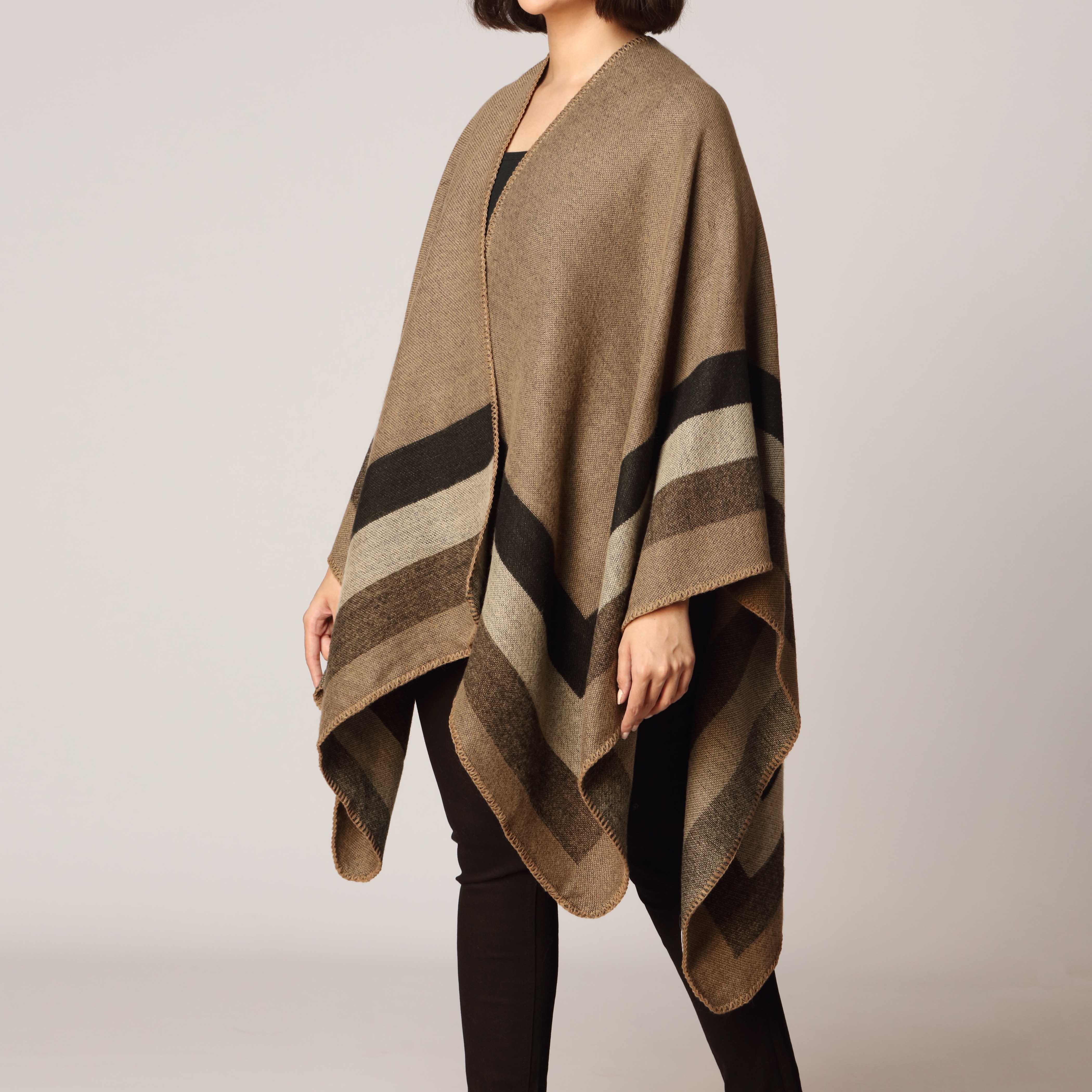 Khaki Cape Shawl PW2820 - Image 2