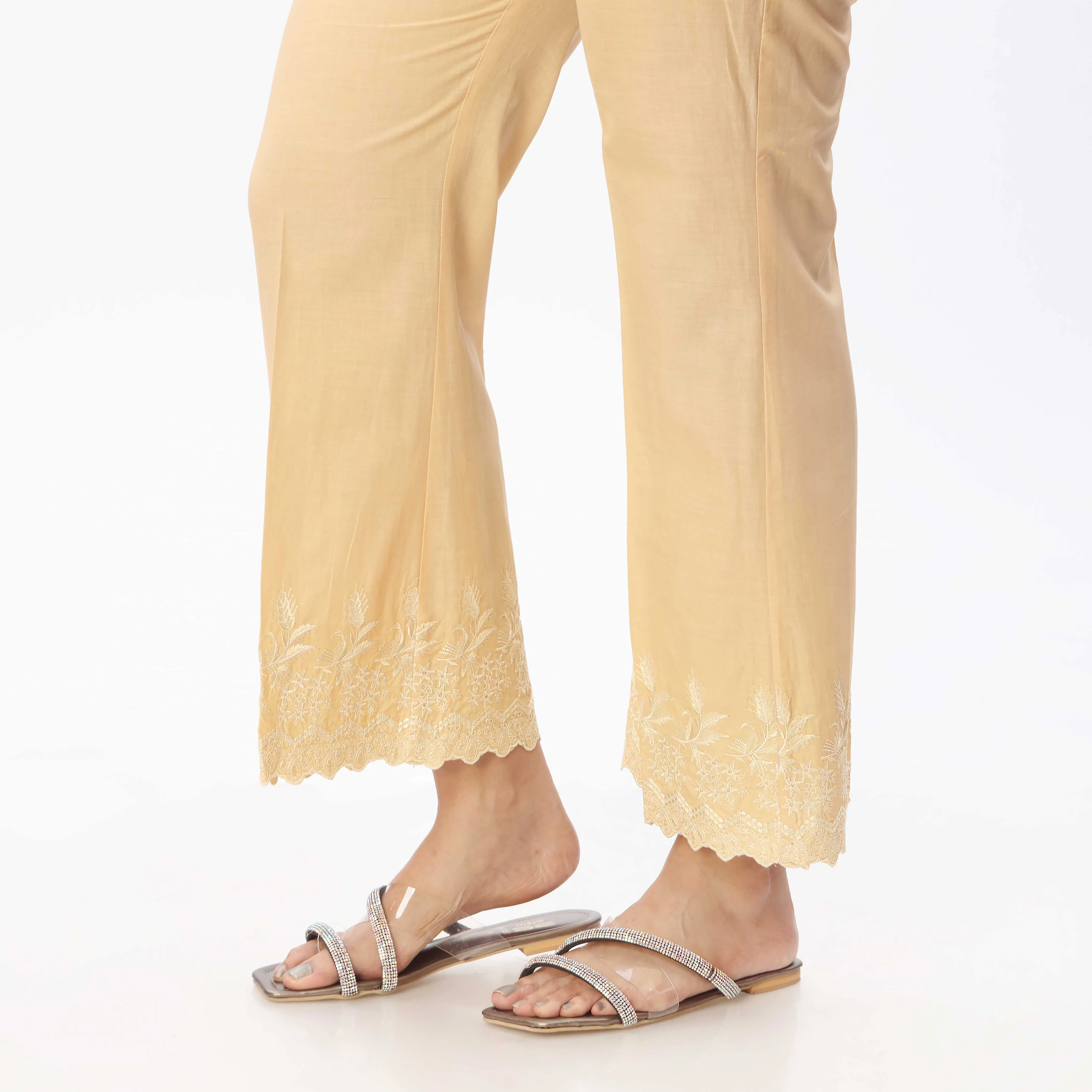 Khaki Embellished Bell Bottom PS3533 - Image 3