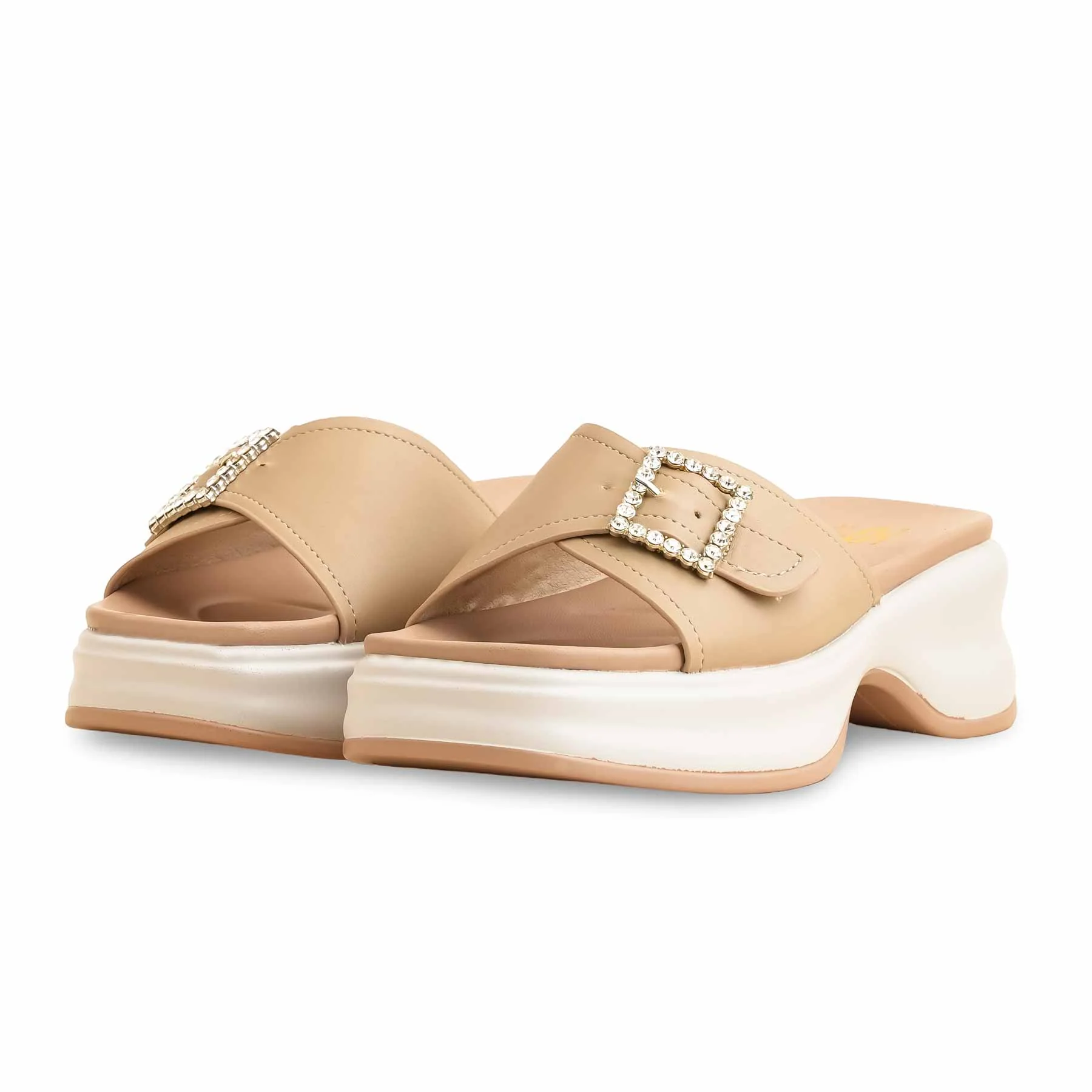 Khaki Formal Slipper For Women PU0377 - Image 4