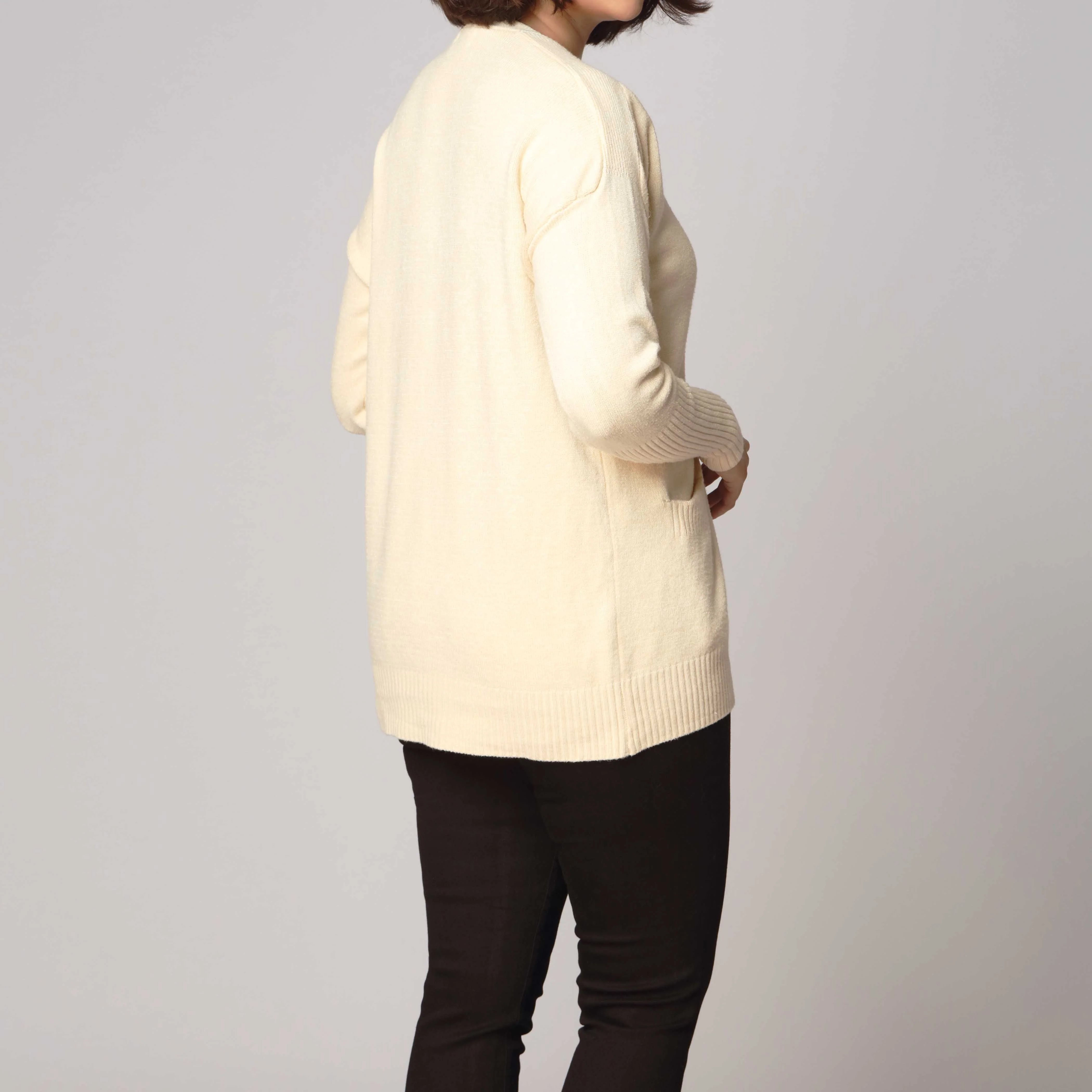 Khaki Mid Length Cardigan PW2903 - Image 3