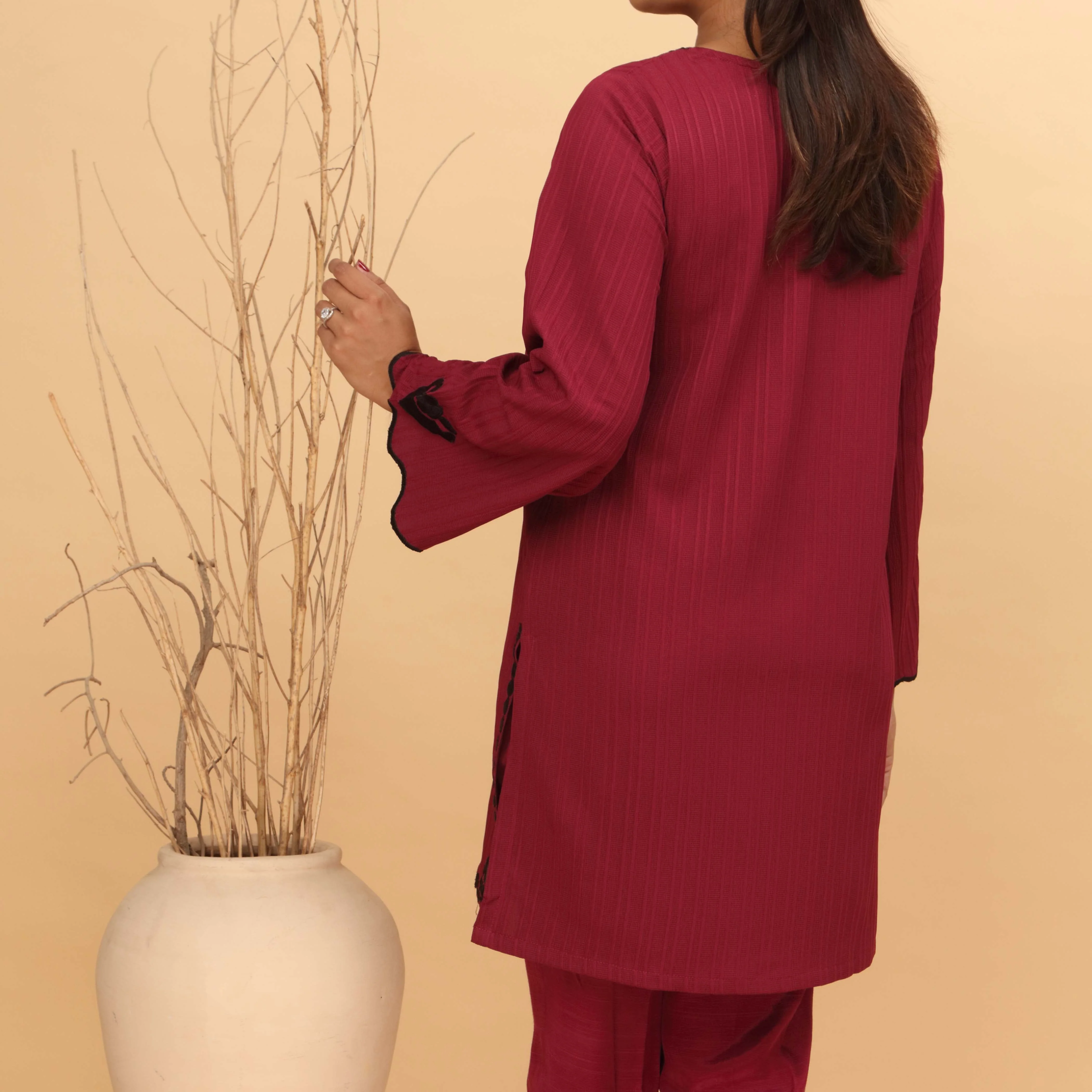 2PC- Printed Khaddar Co-ord Set PW4117 - Image 3