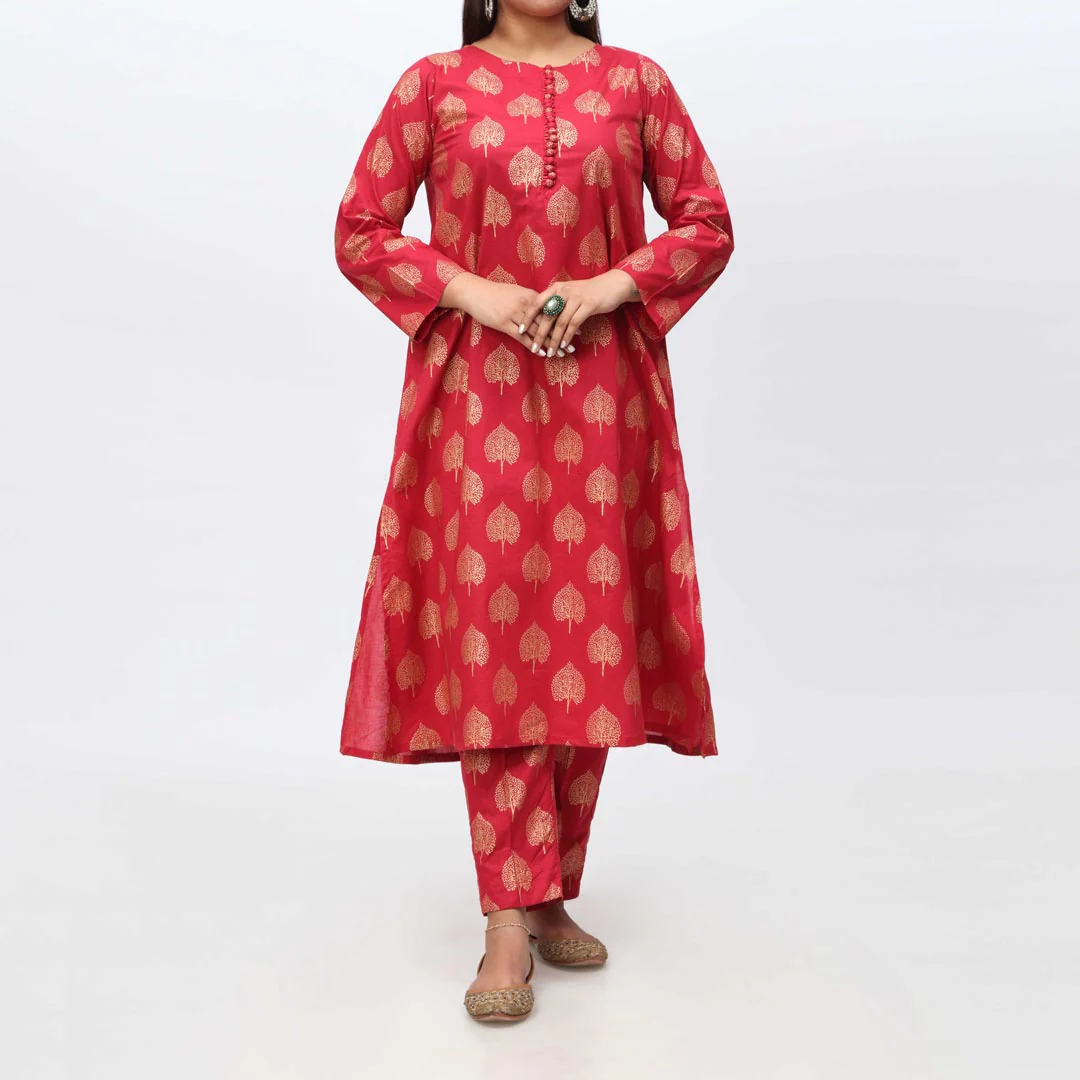 2PC- Screen Printed Cambric Suit PS4032 - Image 3