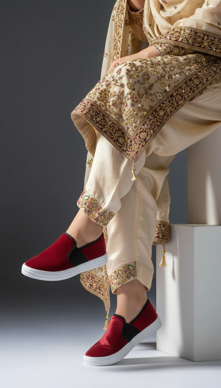 Maroon Canvas Slip Ons WN6198 - Image 7