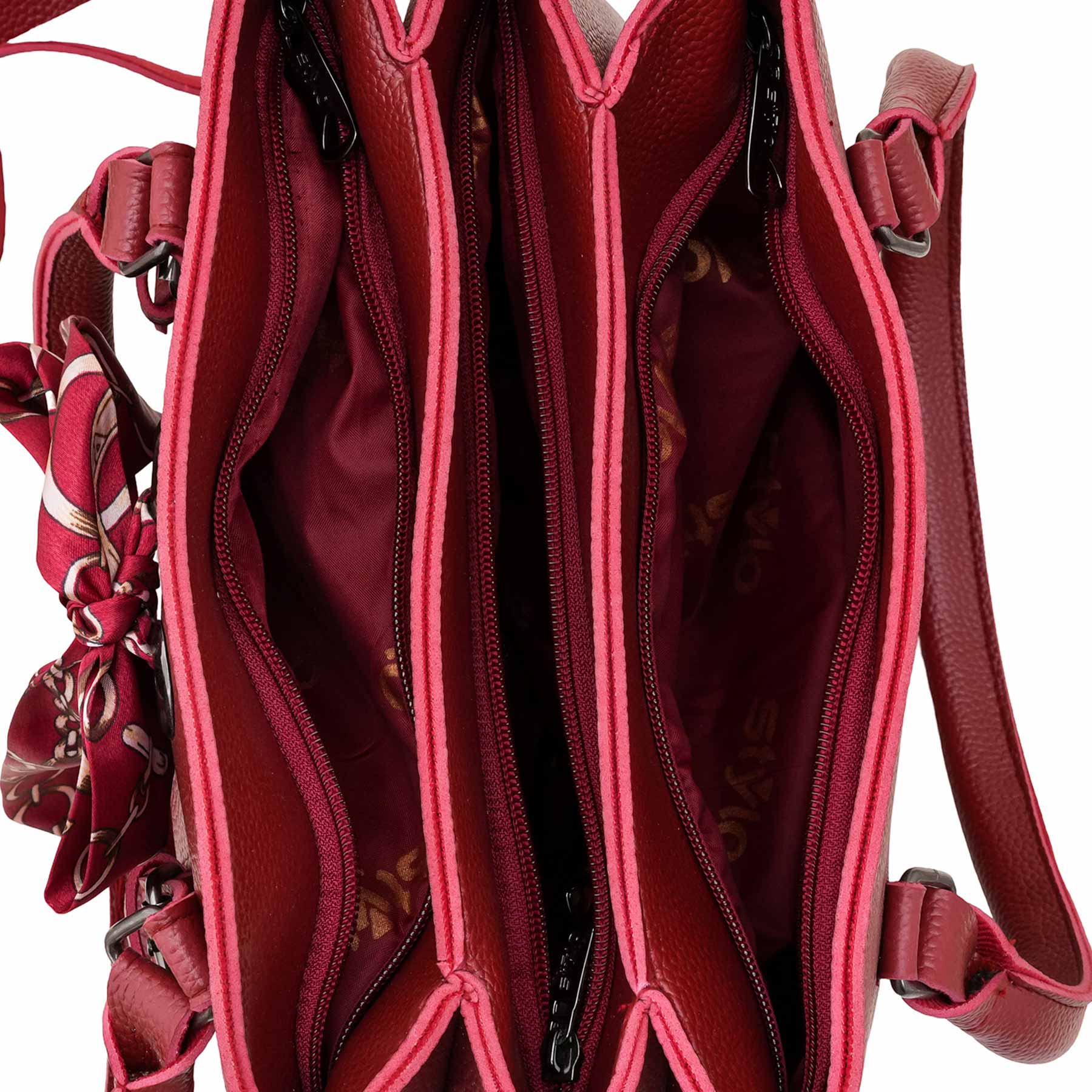 Maroon Casual Hand Bag For Women P56260 - Image 5