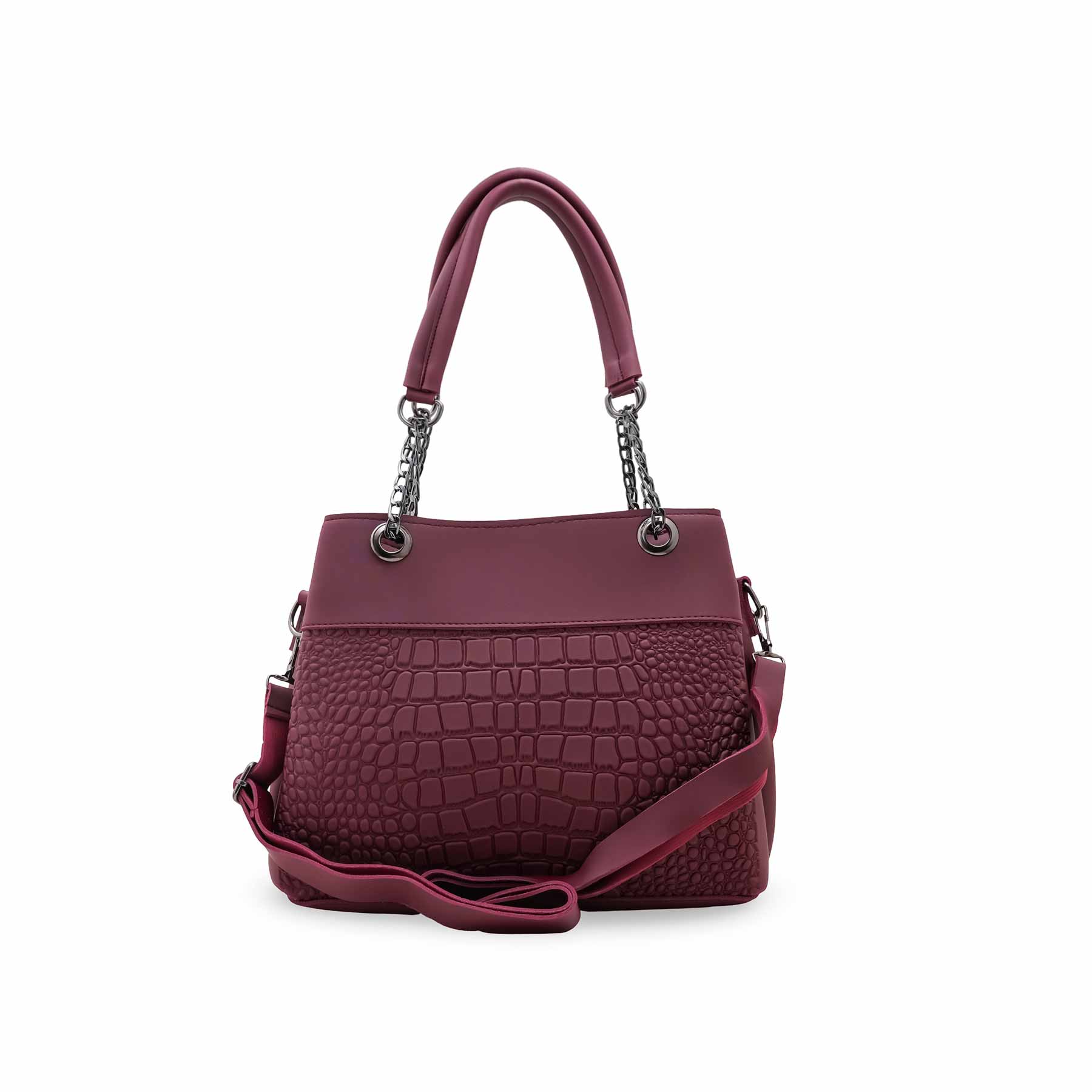 Maroon Casual Hand Bag For Women P56263 - Image 3