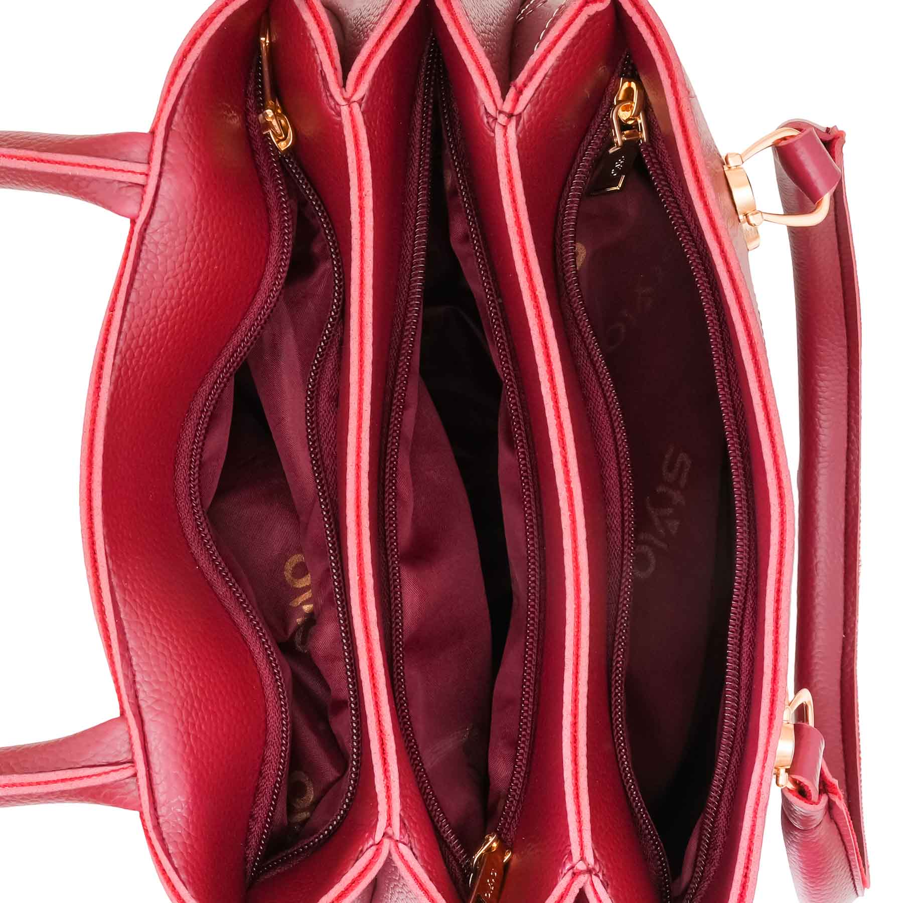 Maroon Casual Hand Bag For Women P56264 - Image 5