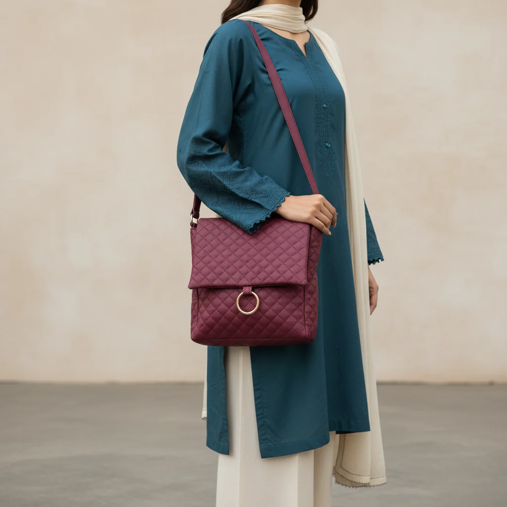 Maroon Casual Shoulder Bag For Women P56285 - Image 2