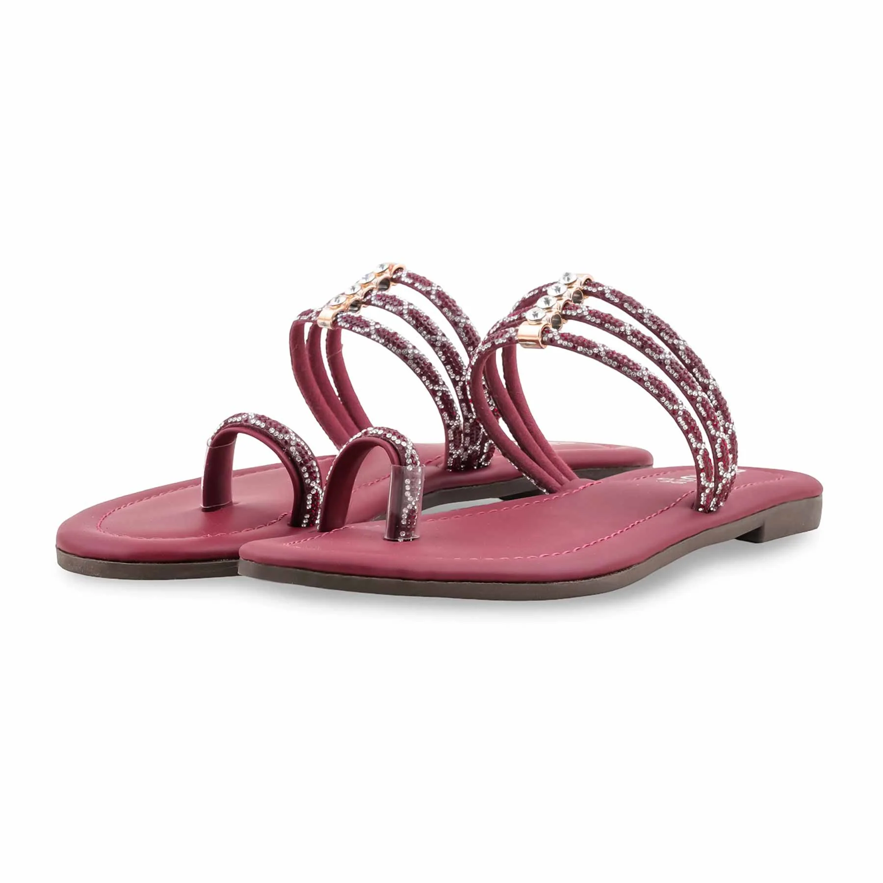 Maroon Casual Women Chappal CL2214 - Image 3