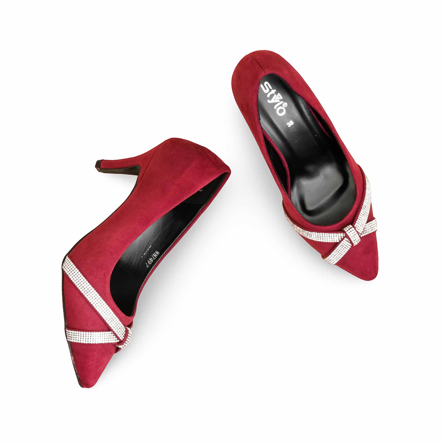 Maroon Court Shoes For Women WN7497 - Image 5