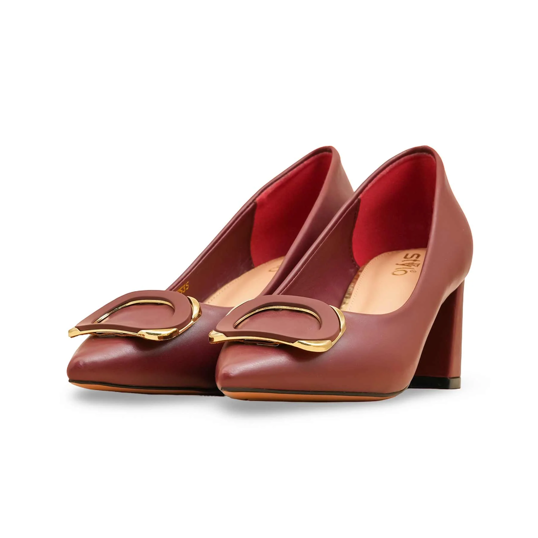 Maroon Court Shoes For Women WN7535 - Image 3