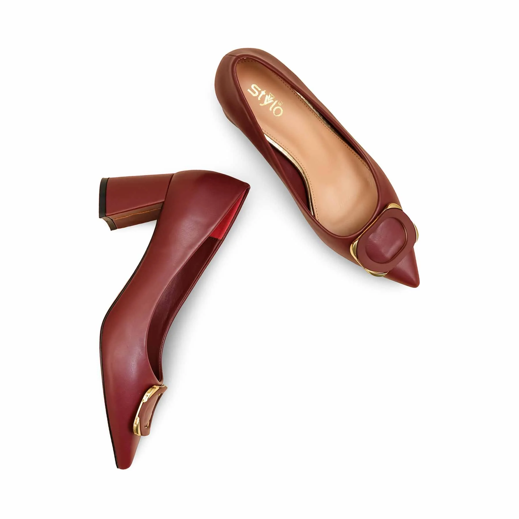 Maroon Court Shoes For Women WN7535 - Image 5
