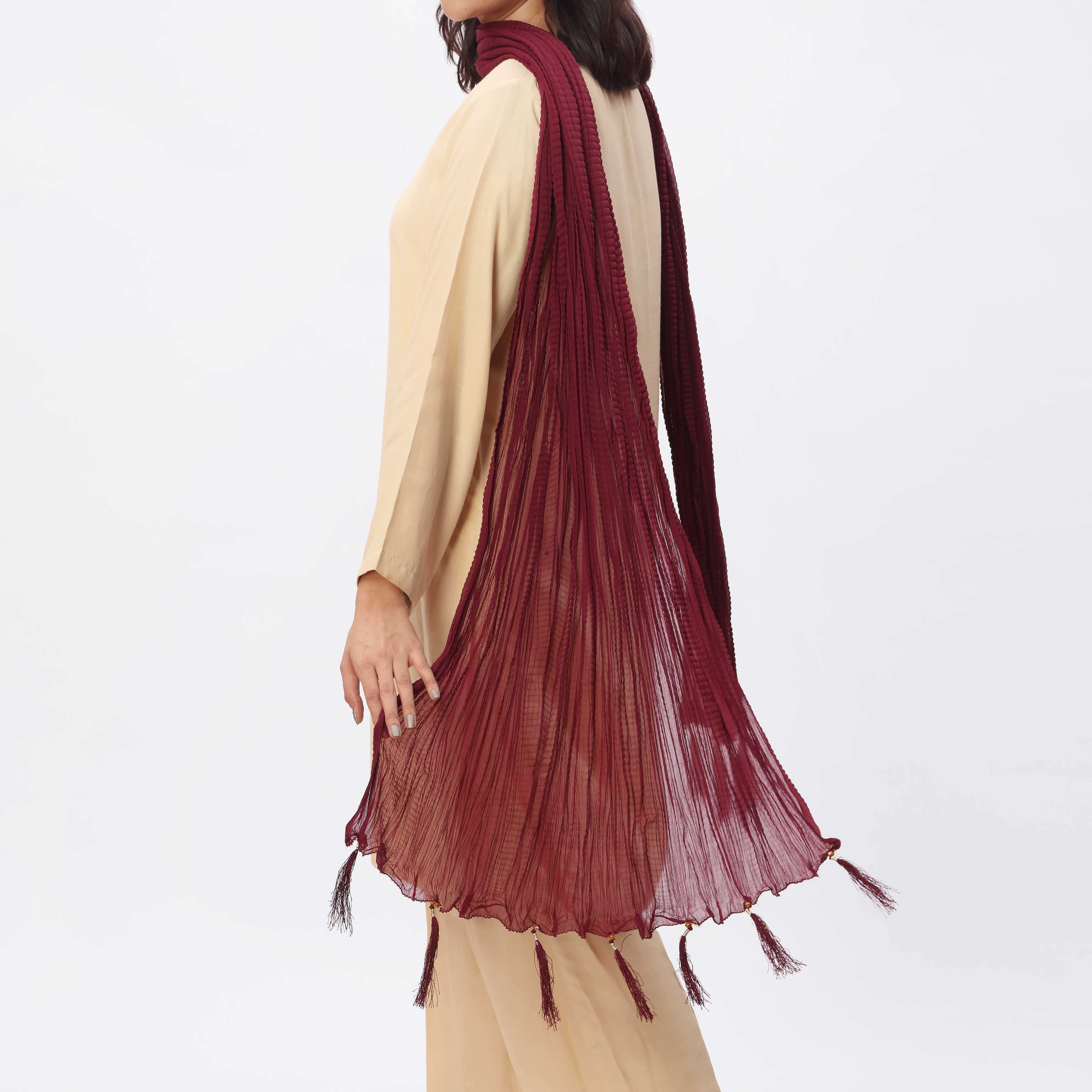 Maroon Crush Chiffon stole  PS3756 - Image 3