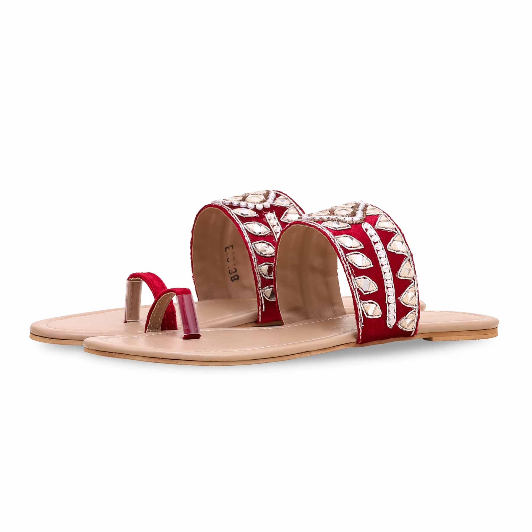 Maroon Ethnic Chappal EC0198 - Image 3