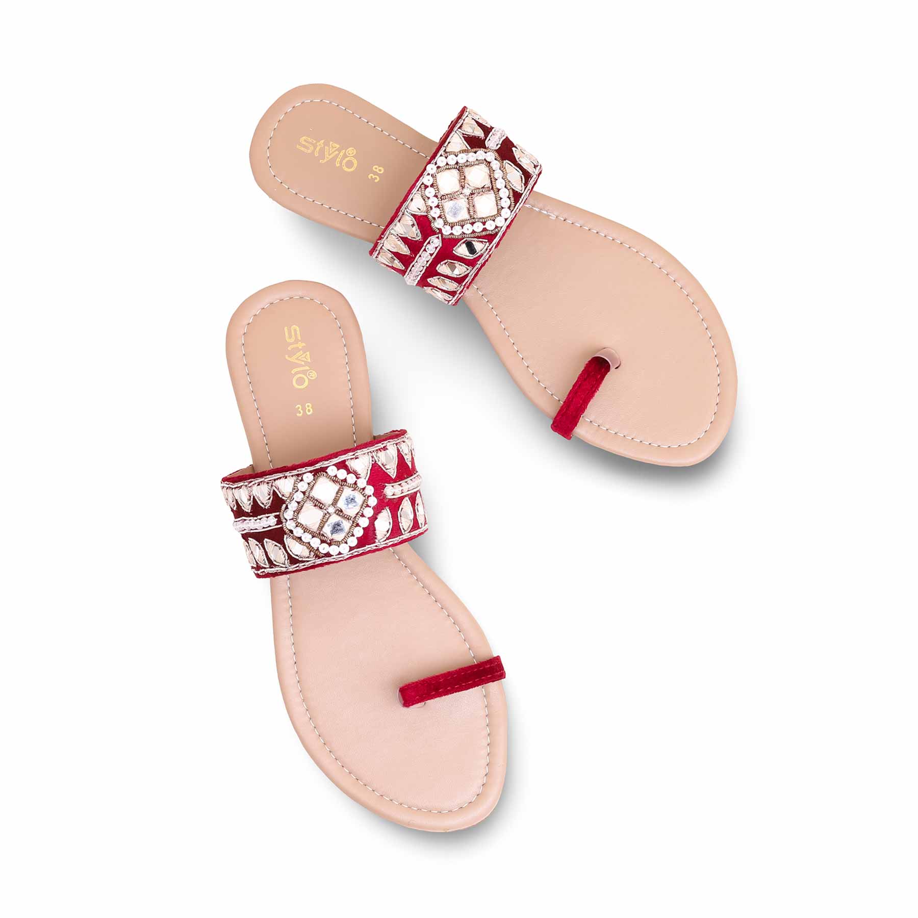 Maroon Ethnic Chappal EC0198 - Image 5