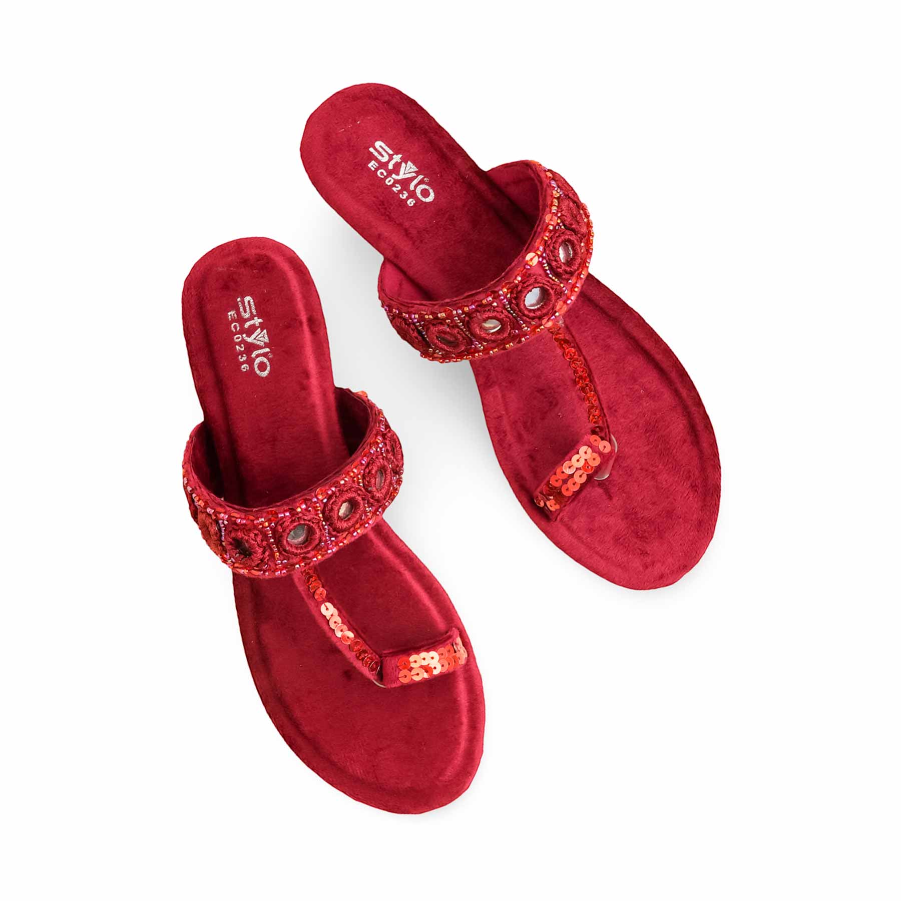 Maroon Ethnic Chappal EC0236 - Image 4