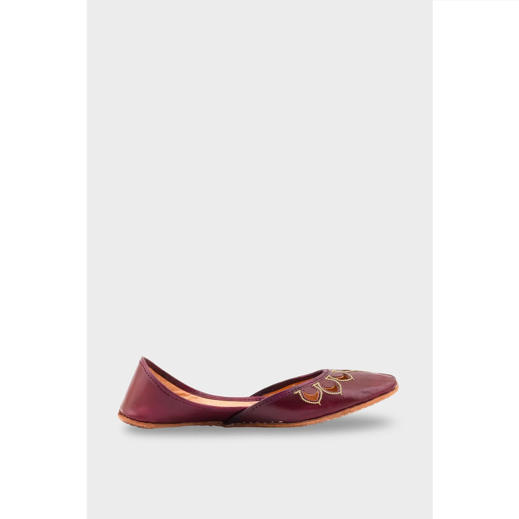 Maroon Leather Khussa EC8641 - Image 2