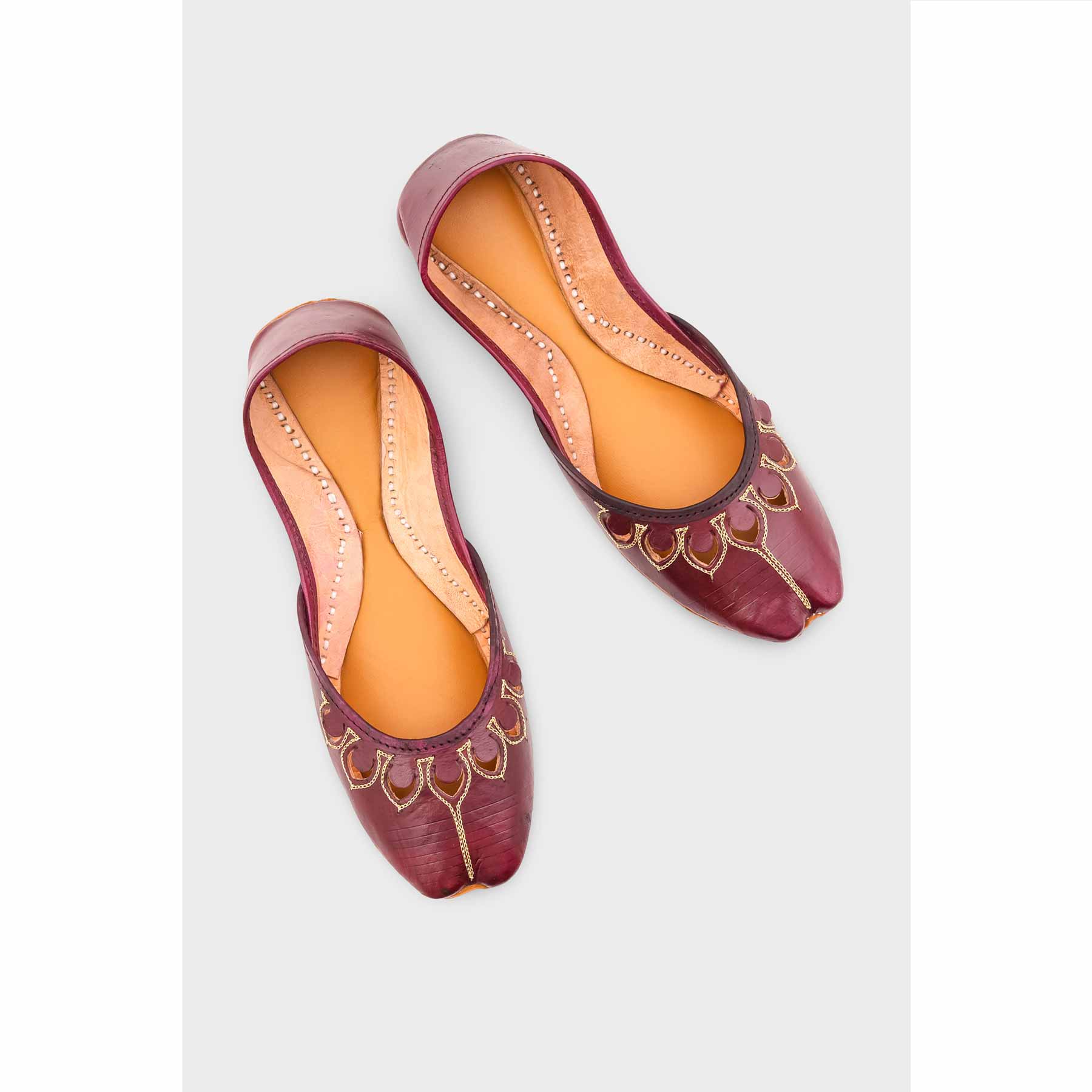 Maroon Leather Khussa EC8641 - Image 5
